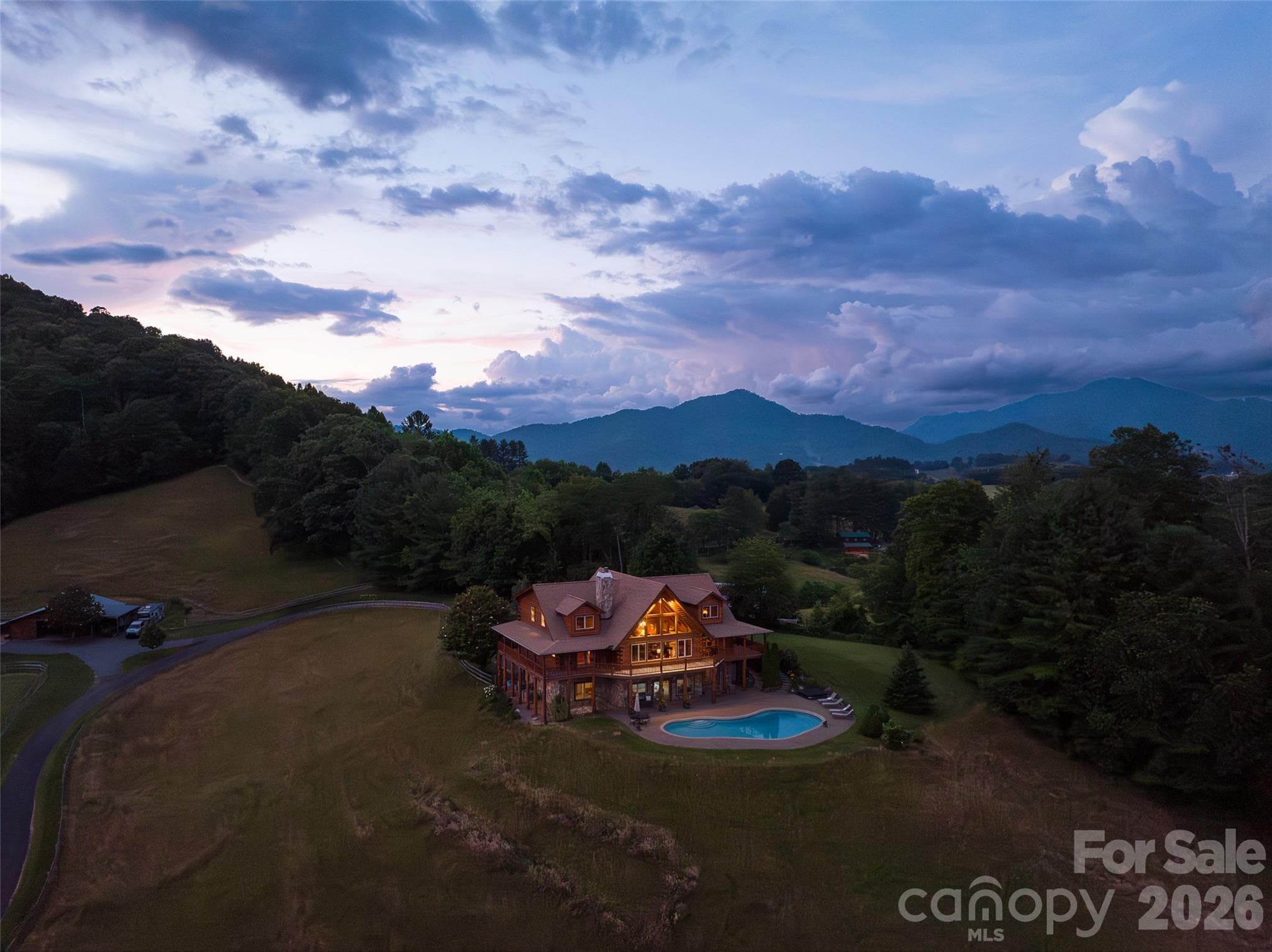 A true sunset at 316 Stevenson Cove. No AI, no sky replacement, just a stunning, real sky. - 316 Stevenson Cove Road, Waynesville