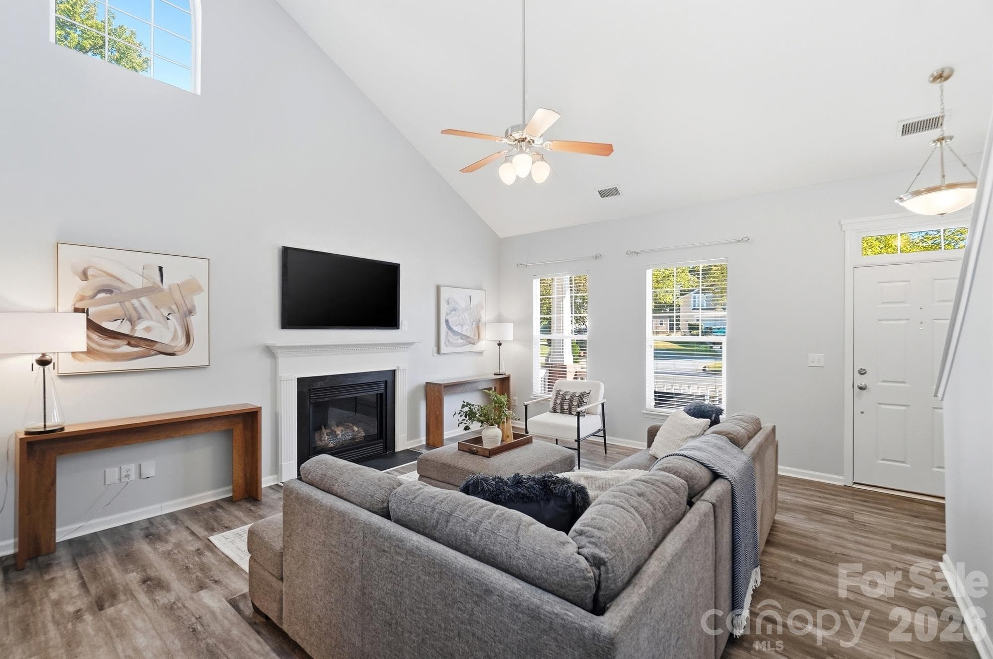 Great Room with fireplace - 10329 Misty Moss Court, Mint Hill