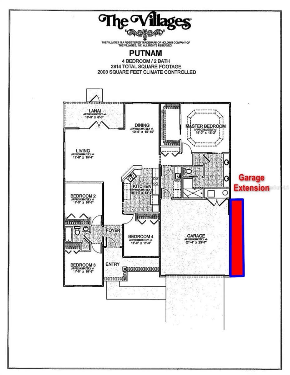 Floorplan with garage extension - not to scale! - 3342 VELTRE WAY, THE VILLAGES