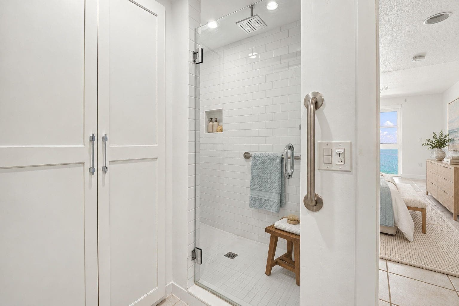 Primary Bathroom Virtually Staged - 4993 BACOPA LN S #304, ST PETERSBURG