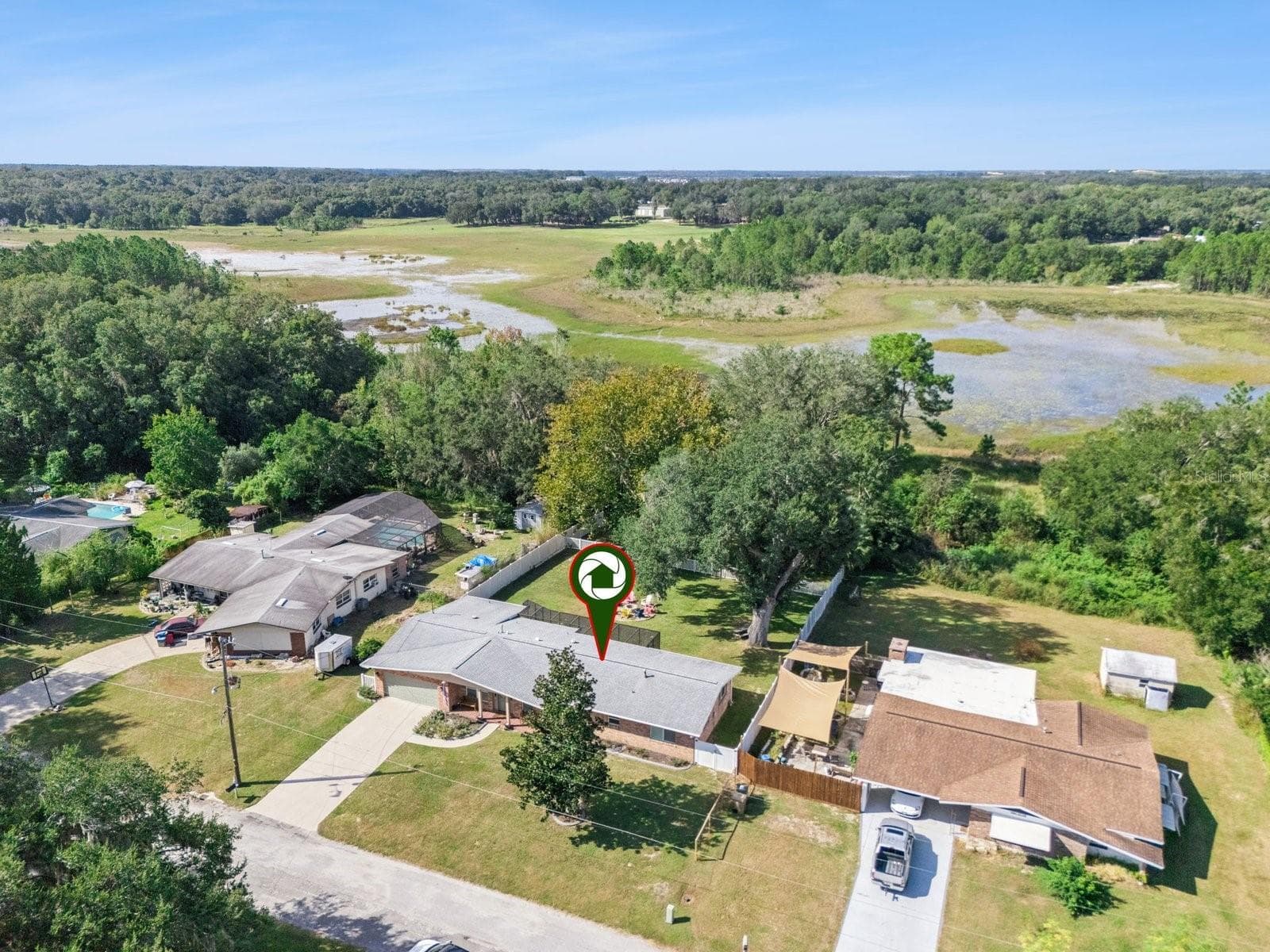 Aerial with home marked - SPRING LAKE MANOR, FRUITLAND PARK