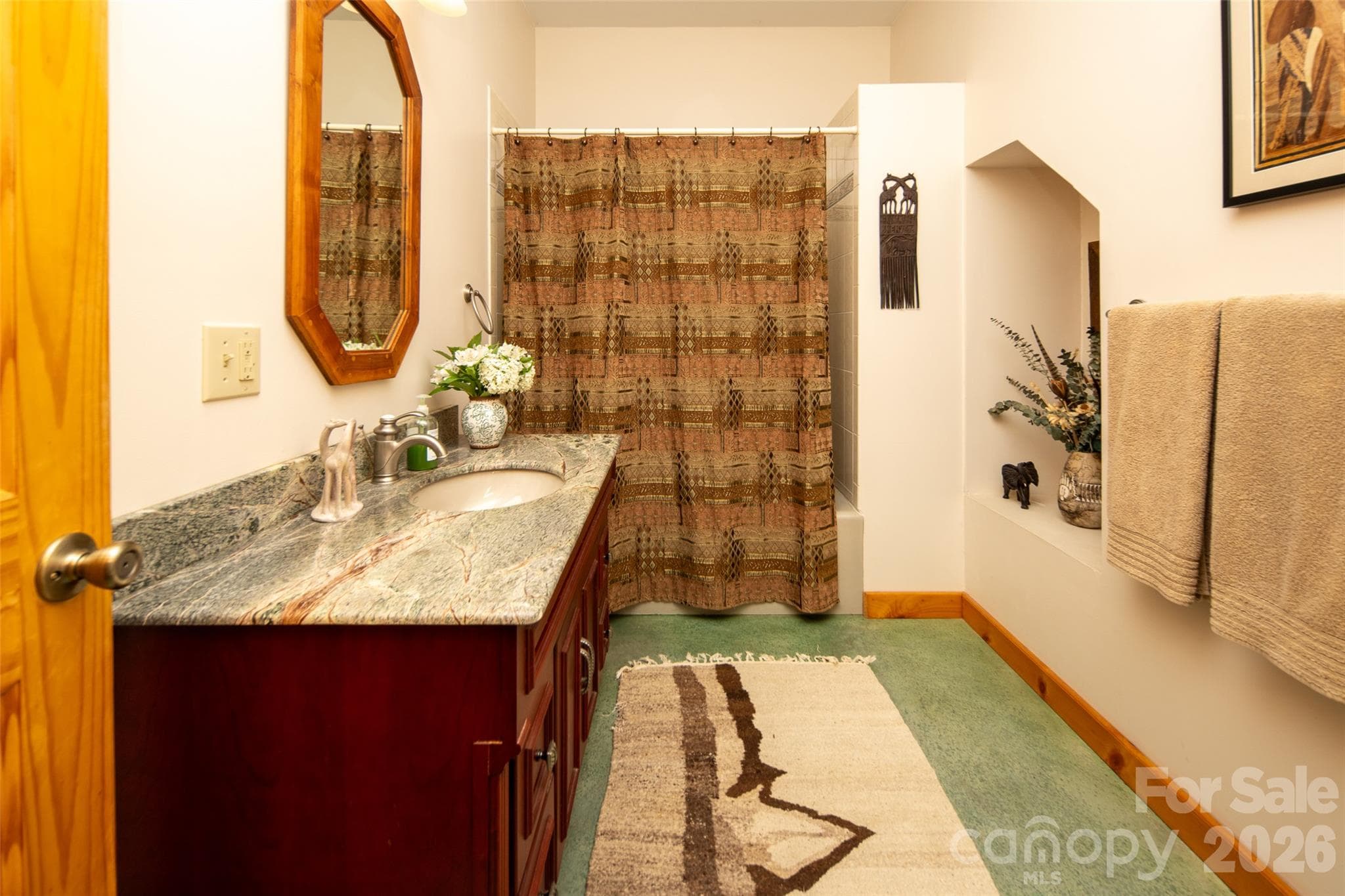 4th full bathroom. Swimming Pool level - full bathroom with across the hall 4th bedroom, currently housing the pool table. - 316 Stevenson Cove Road, Waynesville