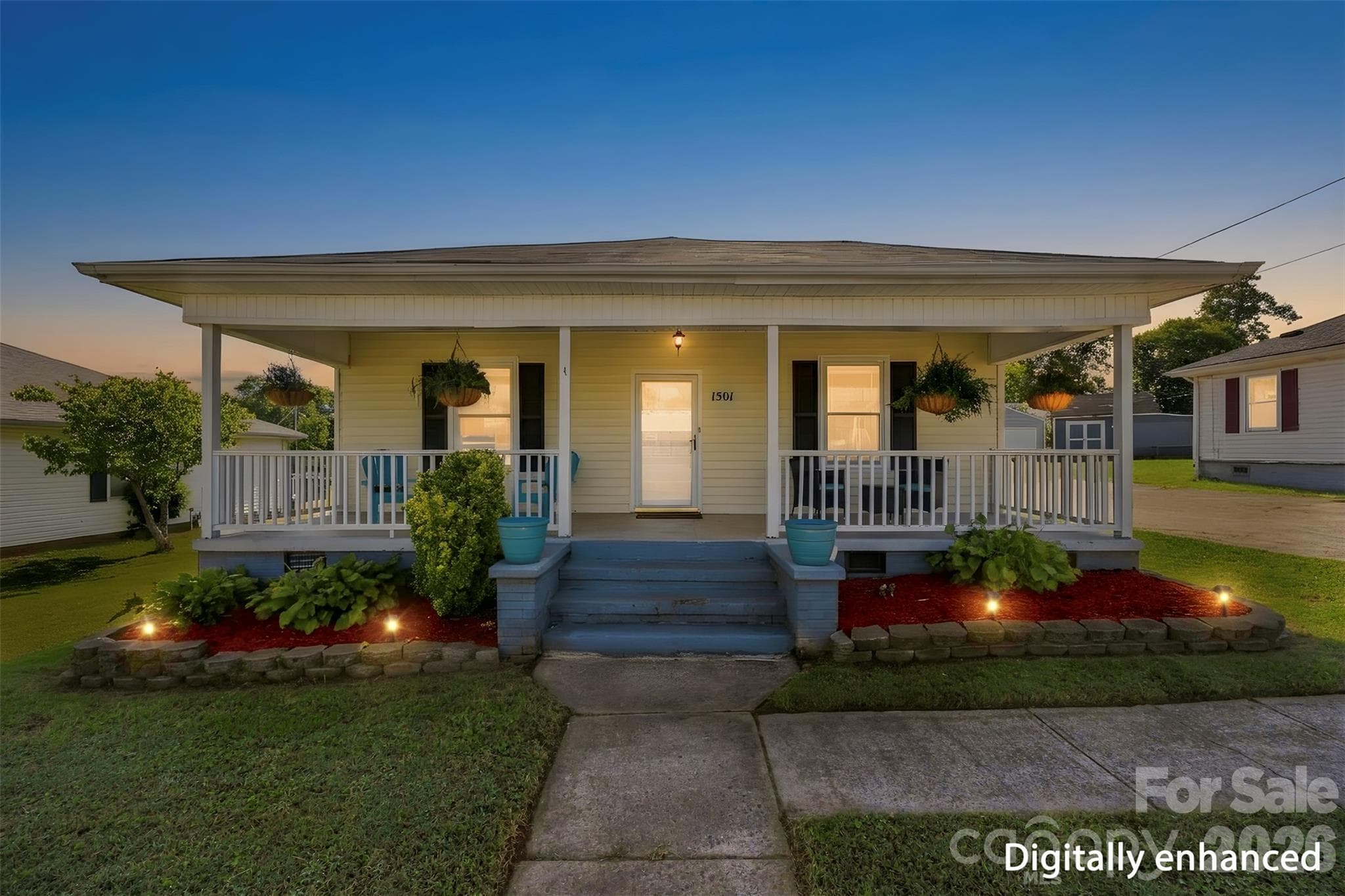 Virtual twilight photo, digitally enhanced. - 1501 Perfection Avenue, Belmont