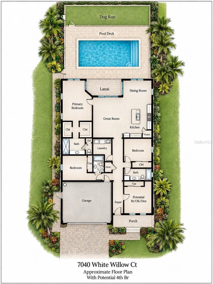 Floor Plan Rendering for 4th Br Staged - 7040 WHITE WILLOW CT, SARASOTA