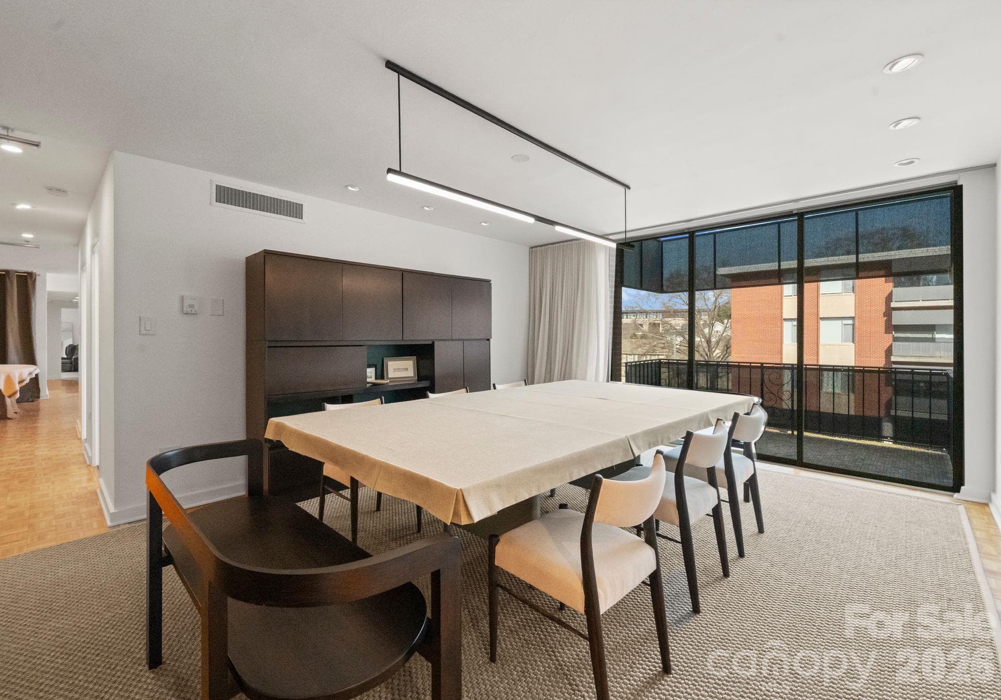Dining area with balcony overlooking Myers Park - 1300 Queens Road, Charlotte