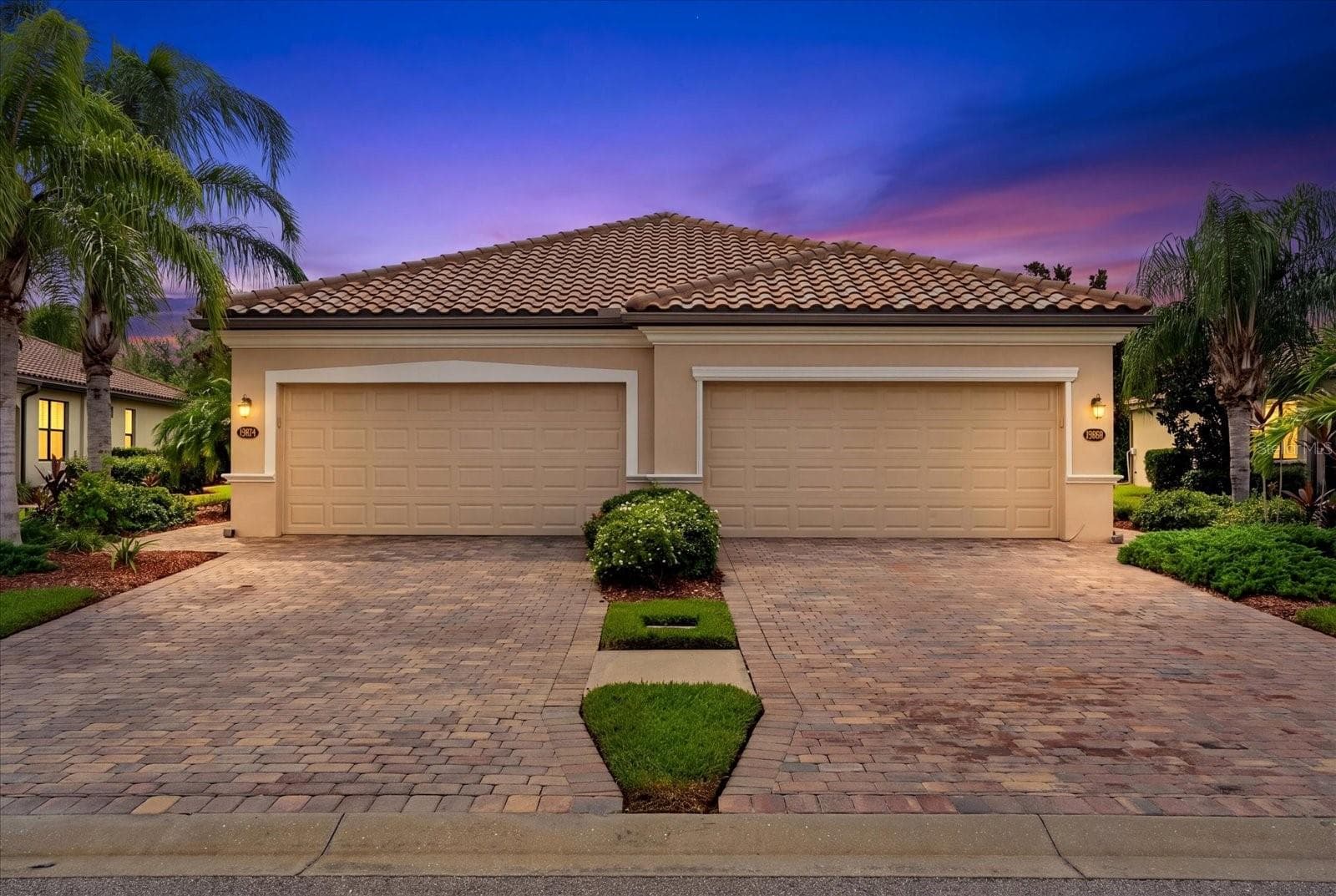 Front exterior - virtually enhanced twilight - 19866 BENISSIMO DR, VENICE