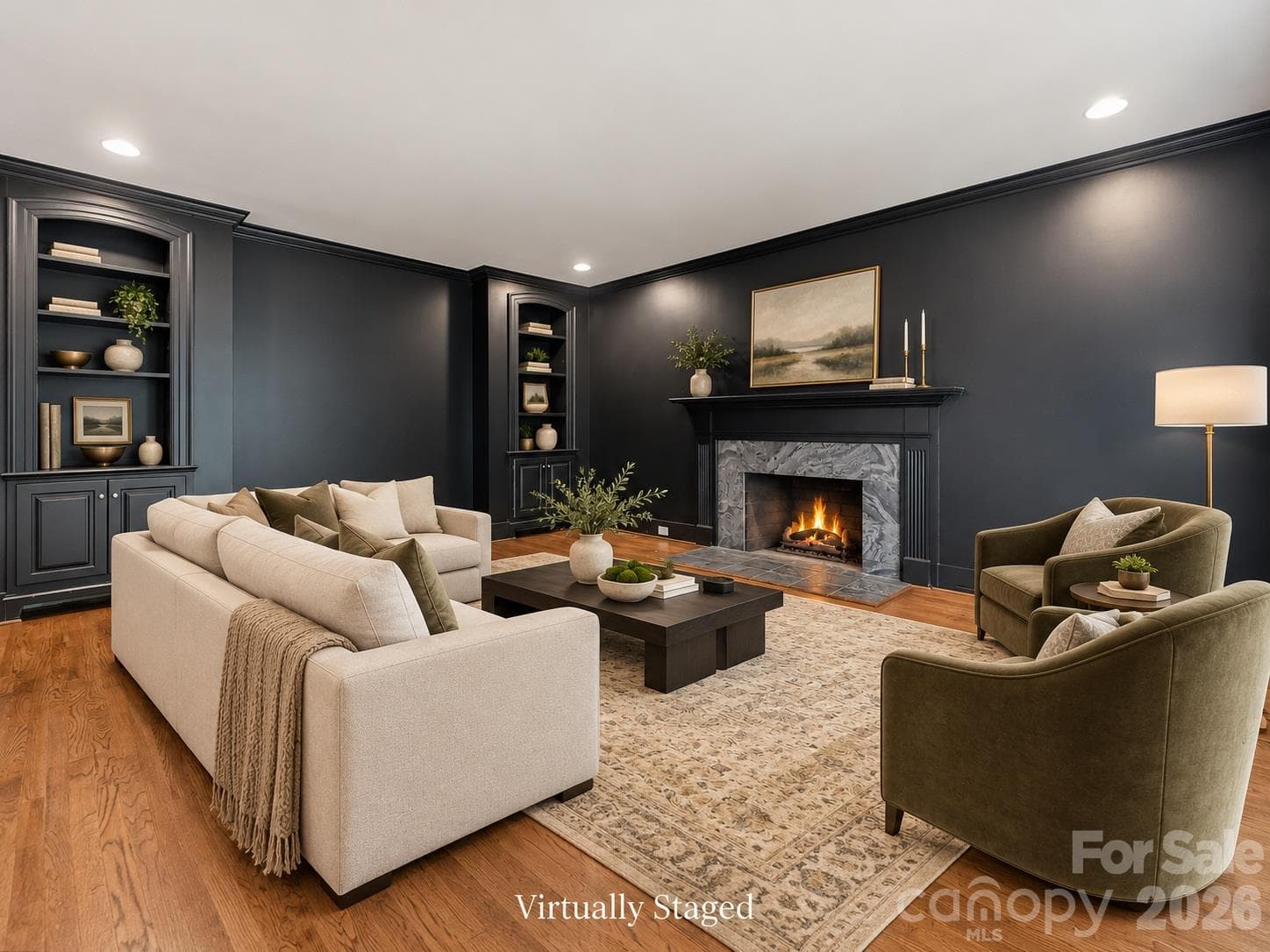 Living Room Virtually Staged. - 3501 Castellaine Drive, Charlotte
