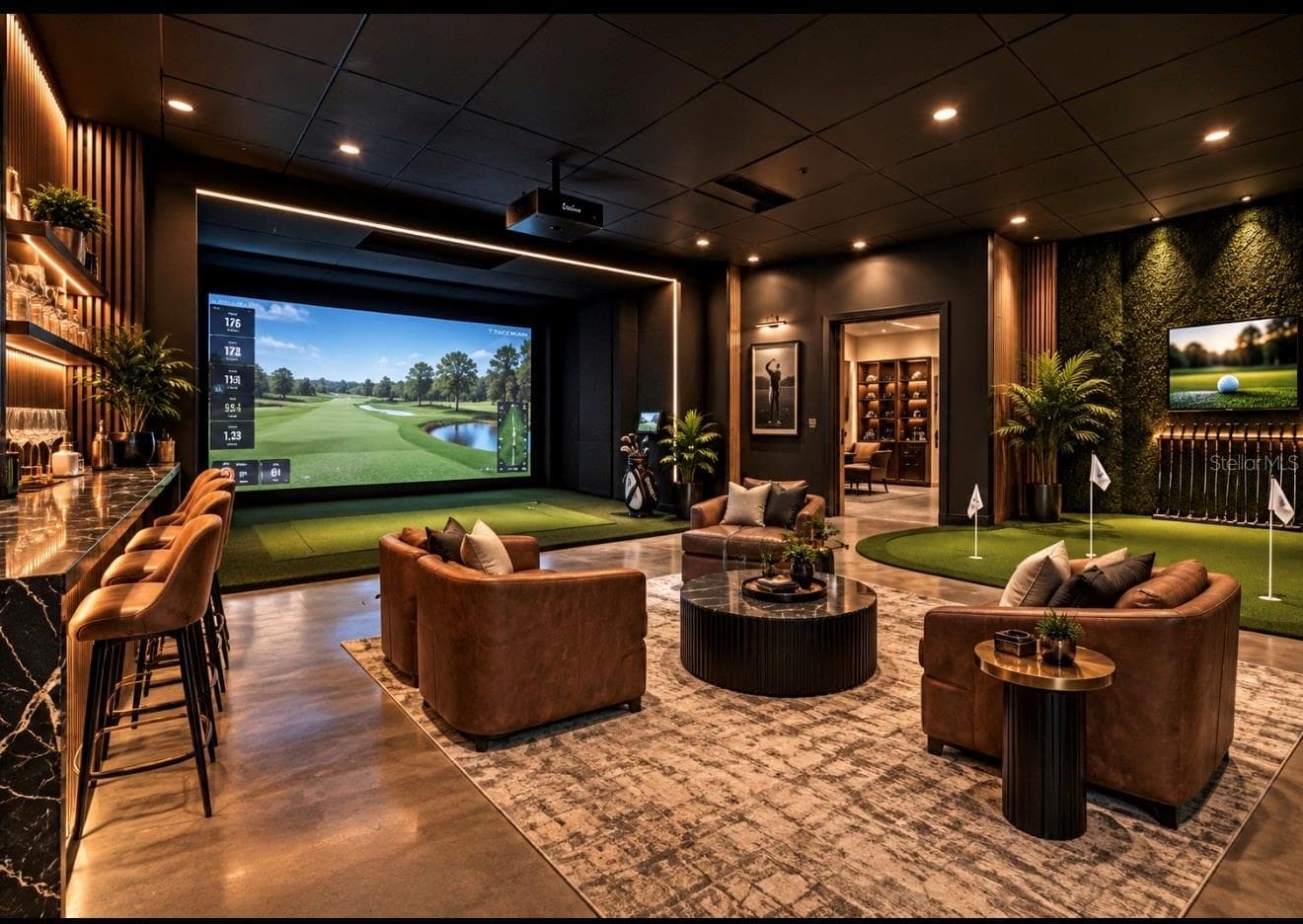 AI rendering of golf simulator lounge - 8222 118TH AVE #600, LARGO