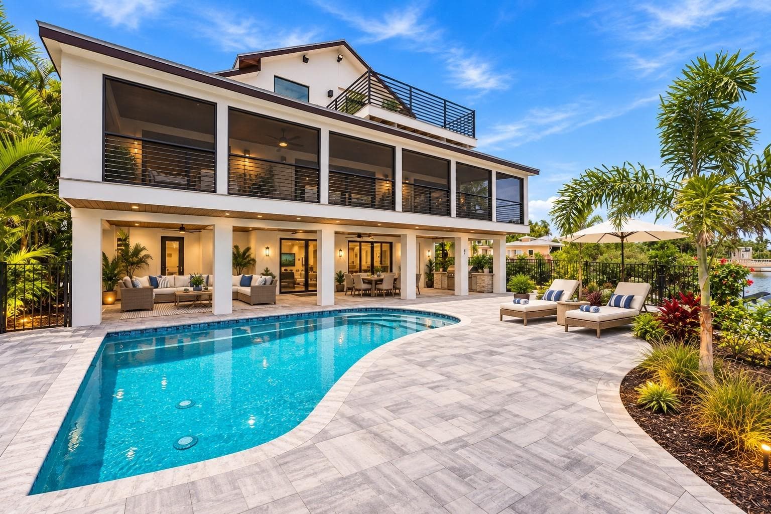 Virtually staged pool deck - 2795 N BEACH RD #B, ENGLEWOOD