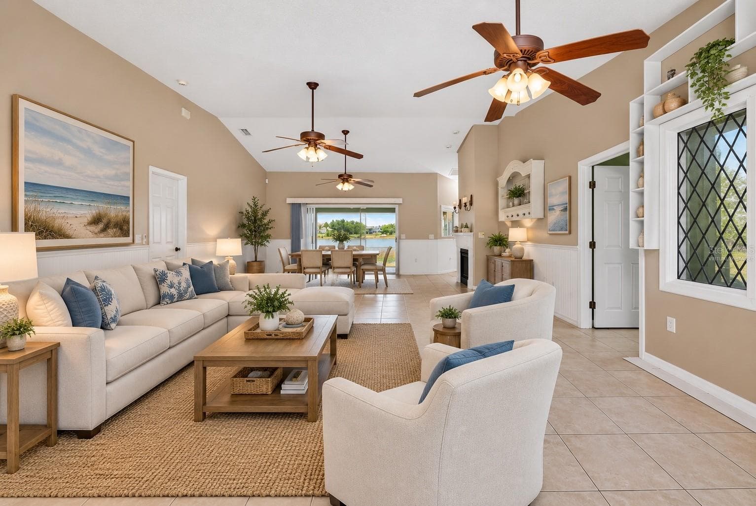 Living room virtually staged - 7110 SAN CASA DR, ENGLEWOOD