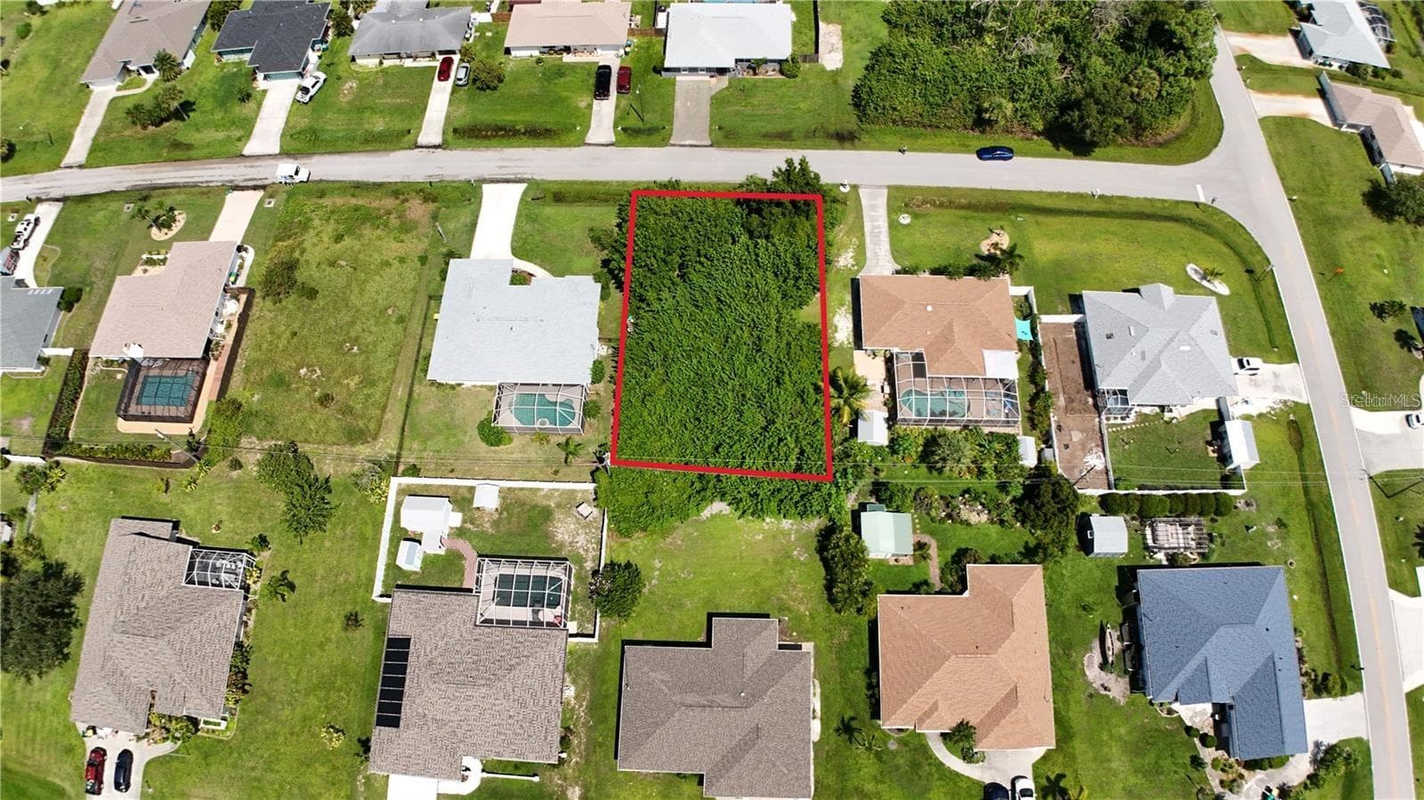 Aerial view of lot surrounded by appealing neighborhood. - 7571 EBRO RD, ENGLEWOOD