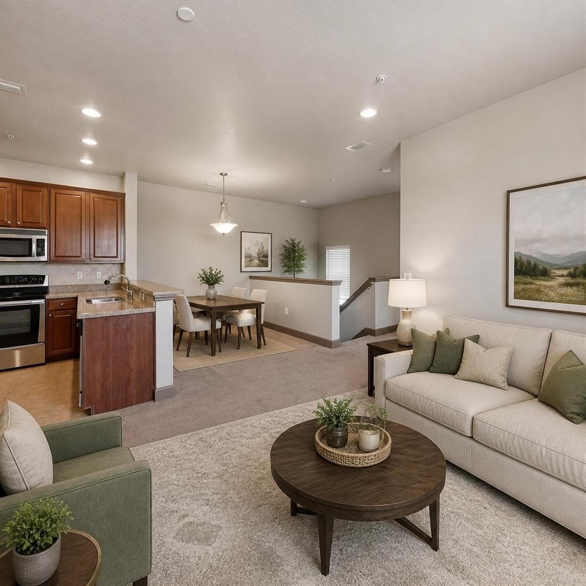 Living Room Virtually Staged - 8098 MOONSTONE DR #17-203, SARASOTA