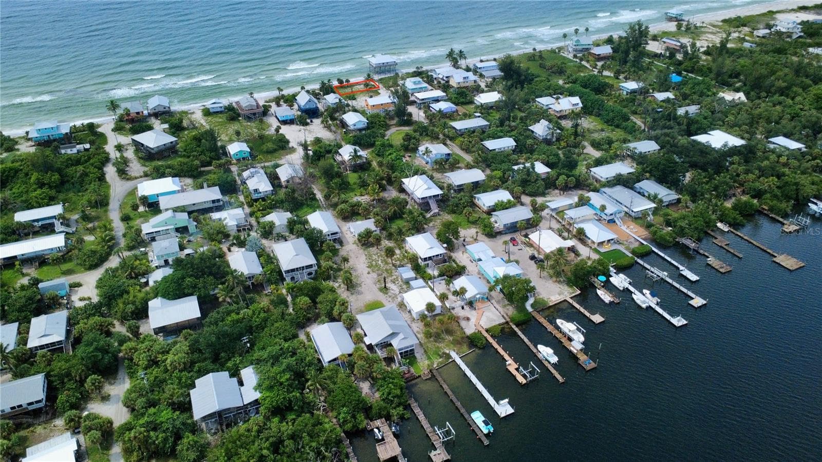 Red boundary lines are approximate. - 8438 LITTLE GASPARILLA ISLAND, PLACIDA