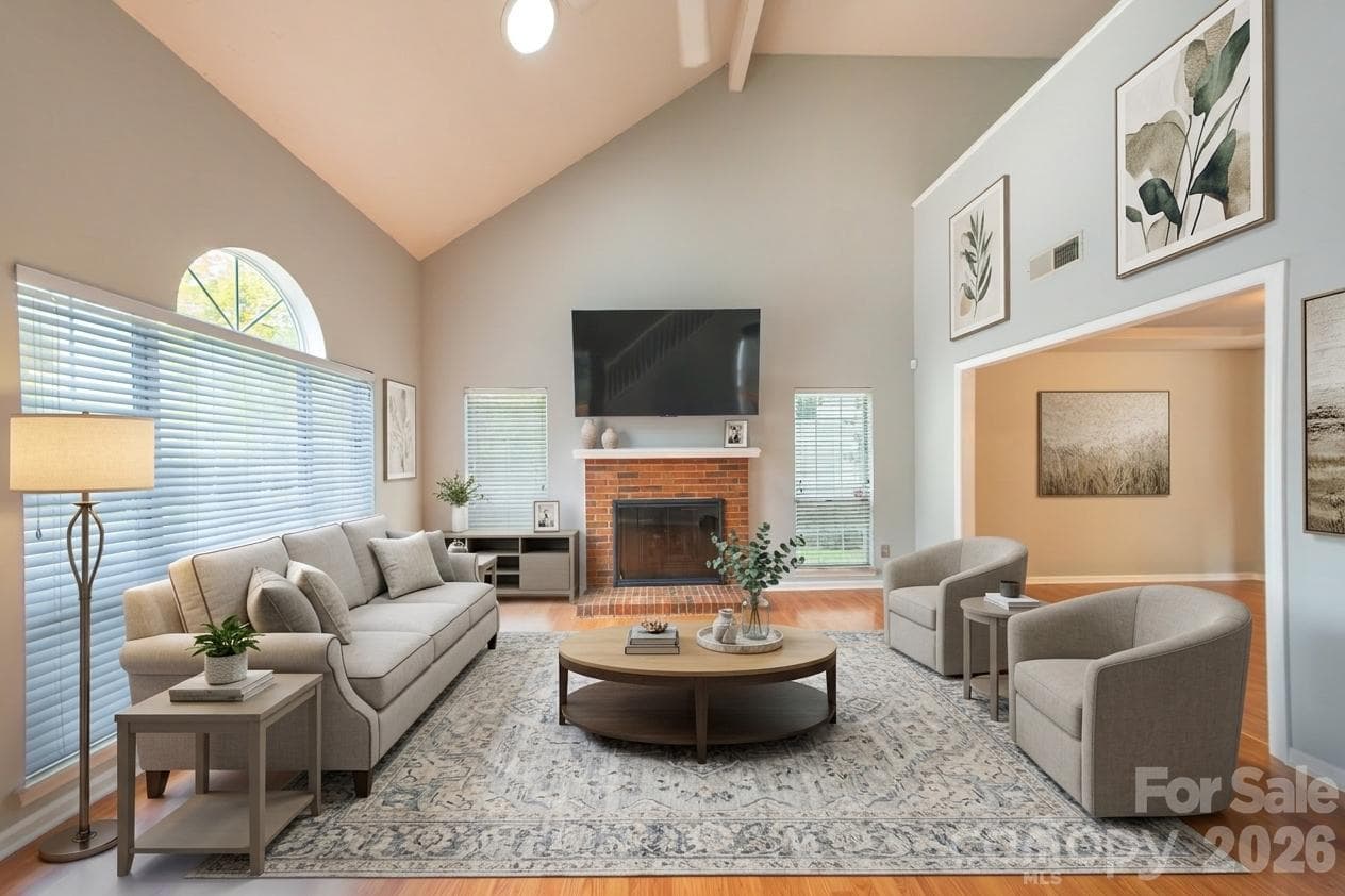 Virtually Staged Living Area - 13836 Poppleton Court, Charlotte