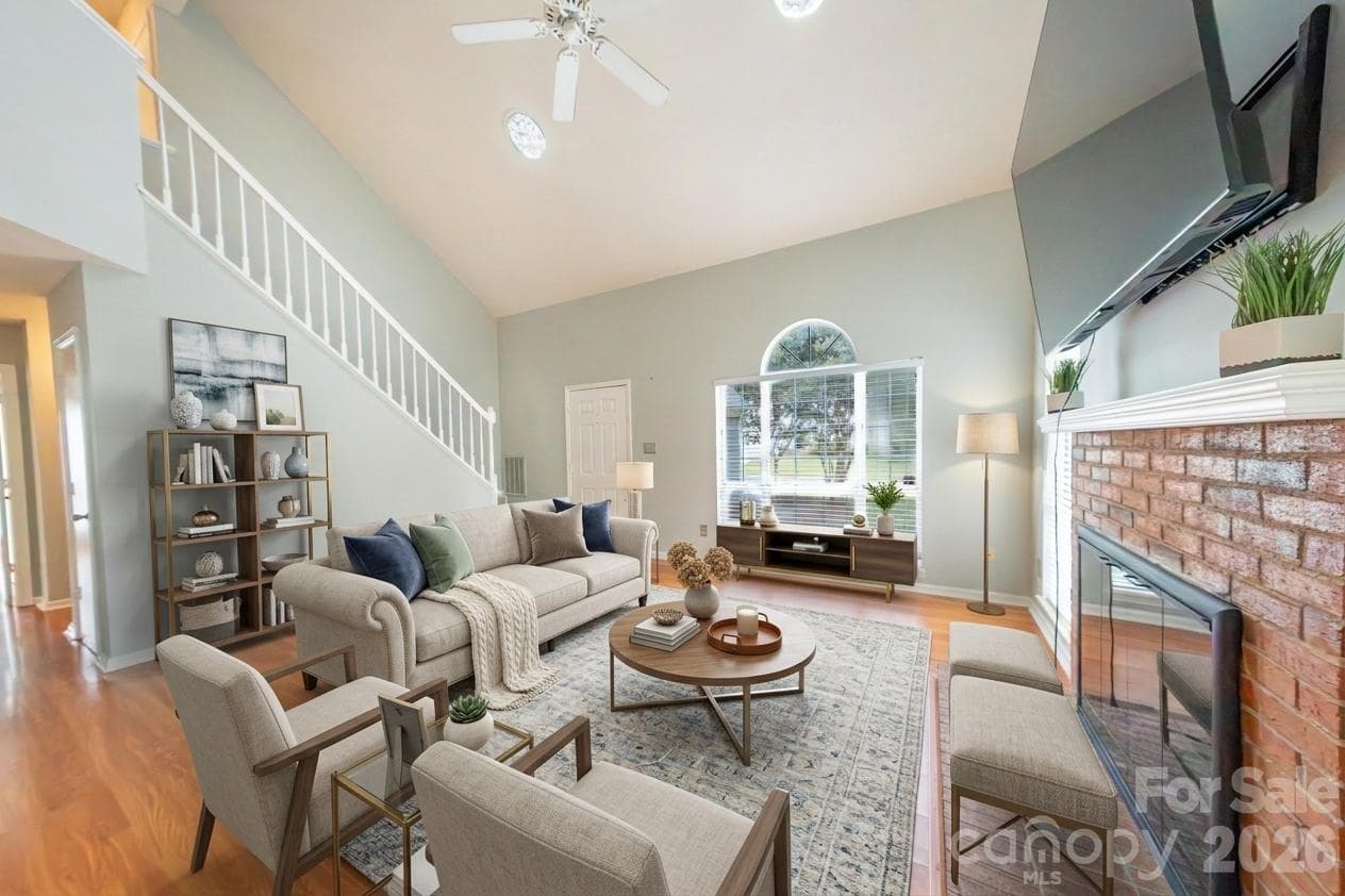 Virtually Staged Living Area - 13836 Poppleton Court, Charlotte