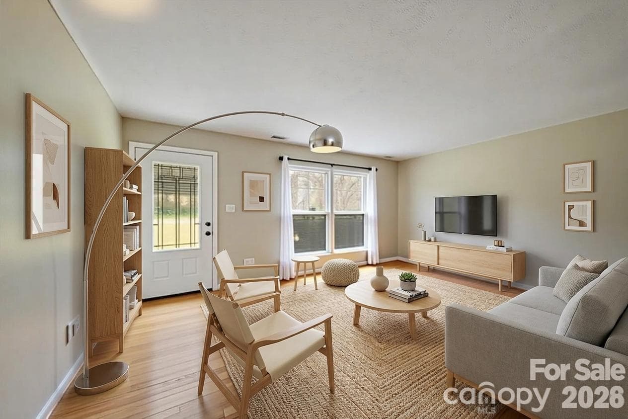 Front door and living room. - 26 Cedar Hill Road, Asheville