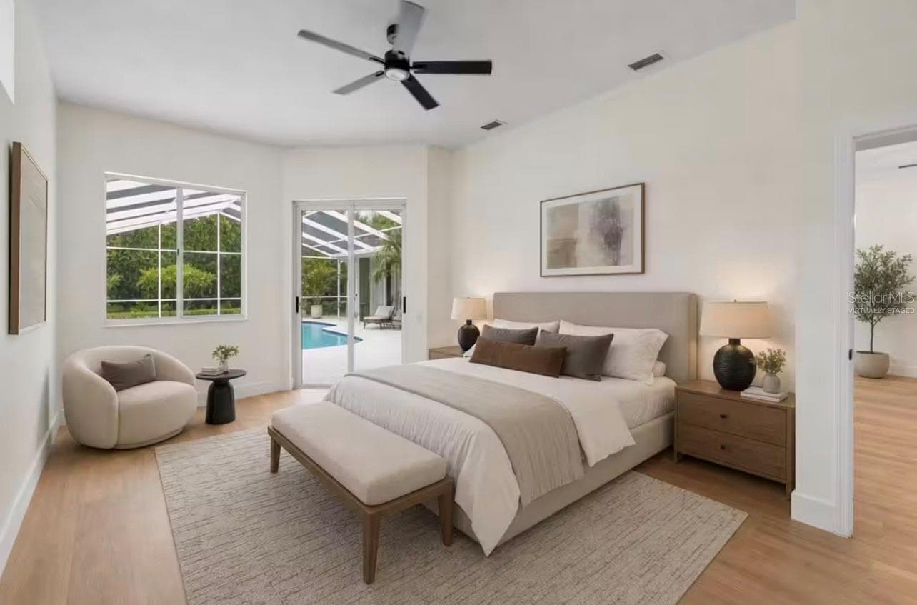 Virtually staged Master Bedroom - 4730 WRENTHAM PL, PALM HARBOR