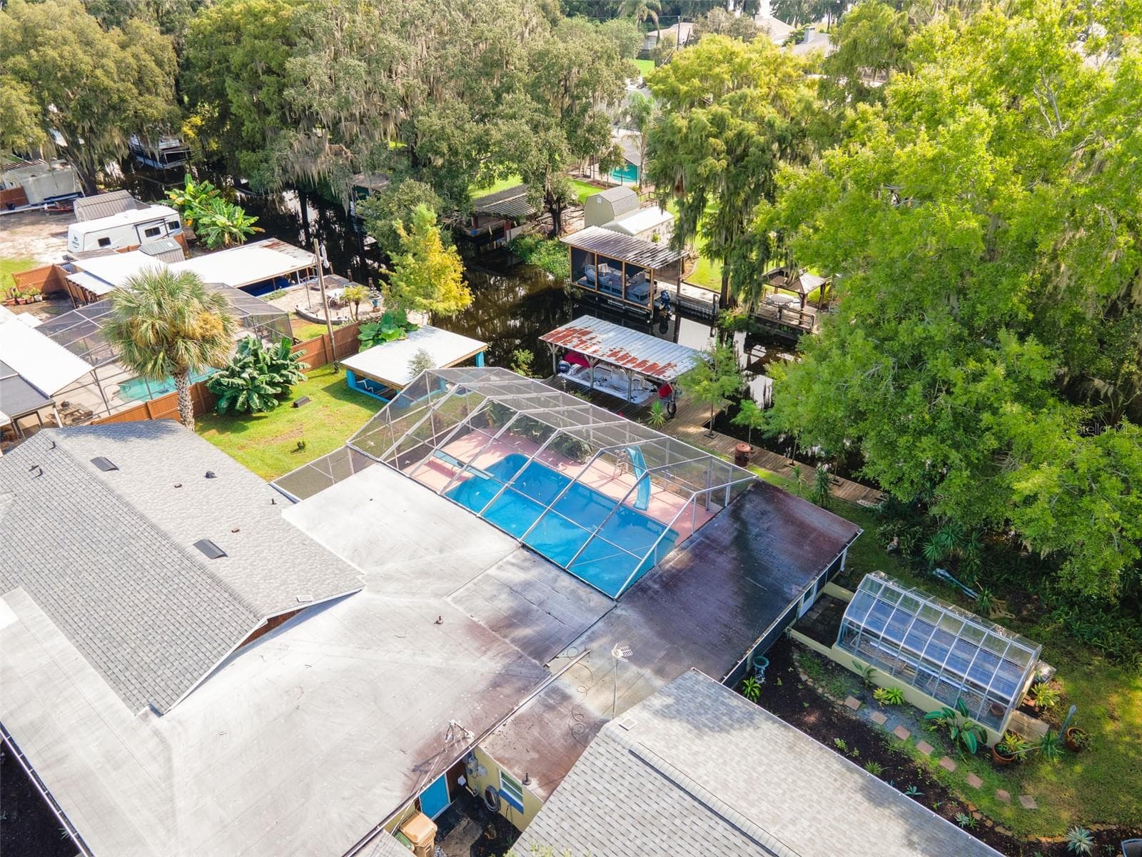 Aerial View with Canal and Boat Docks - 35546 CALLA CT, LEESBURG