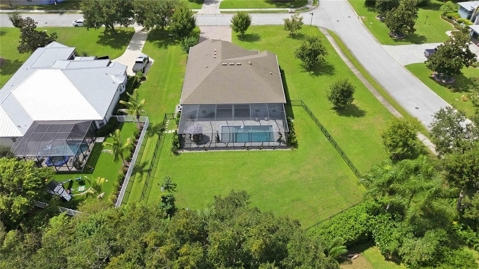 Elevated view of backyard and pool - 15502 31ST ST E, PARRISH