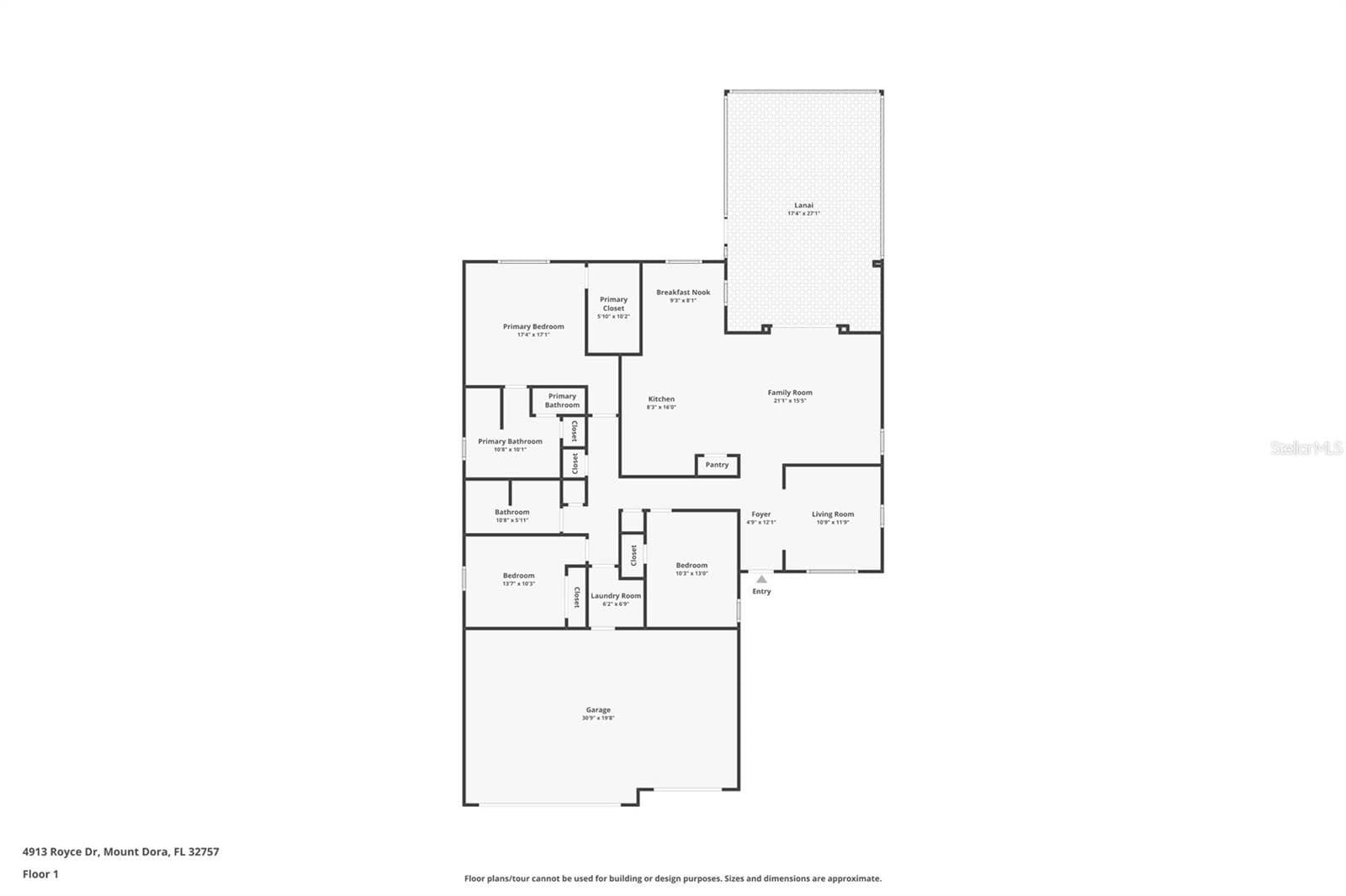 Approximate measurements and floorplan ~ - 4913 ROYCE DR, MOUNT DORA
