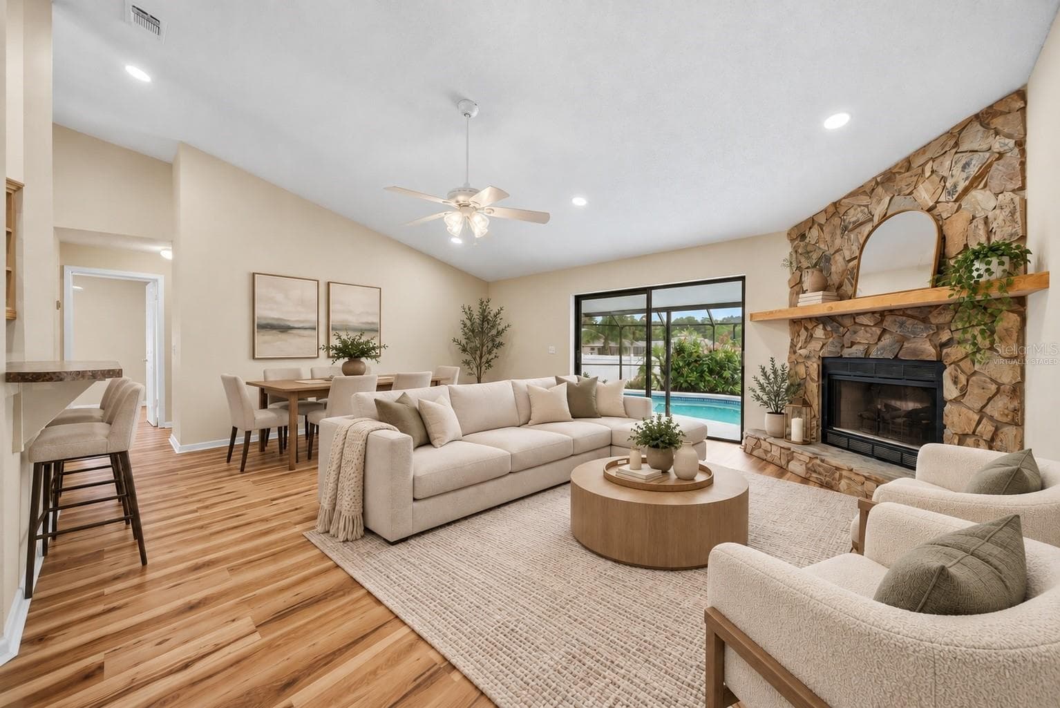 Virtually staged Living room - 3179 LAKE SAXON DR, LAND O LAKES