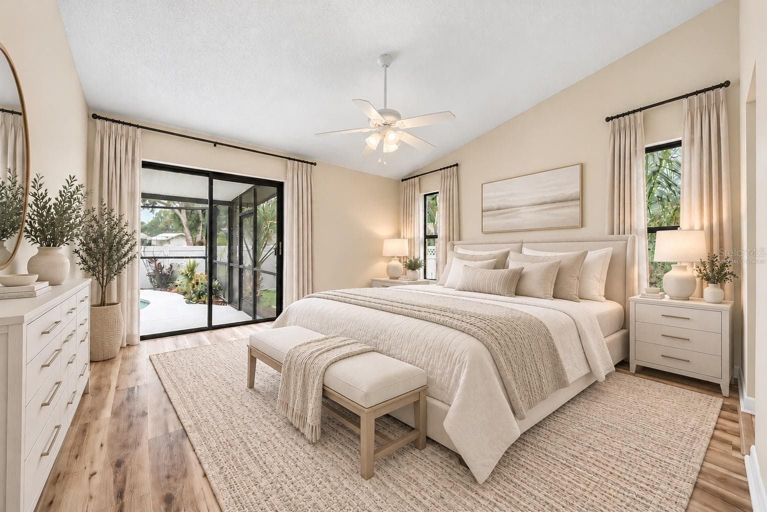 Virtually staged primary bedroom - 3179 LAKE SAXON DR, LAND O LAKES