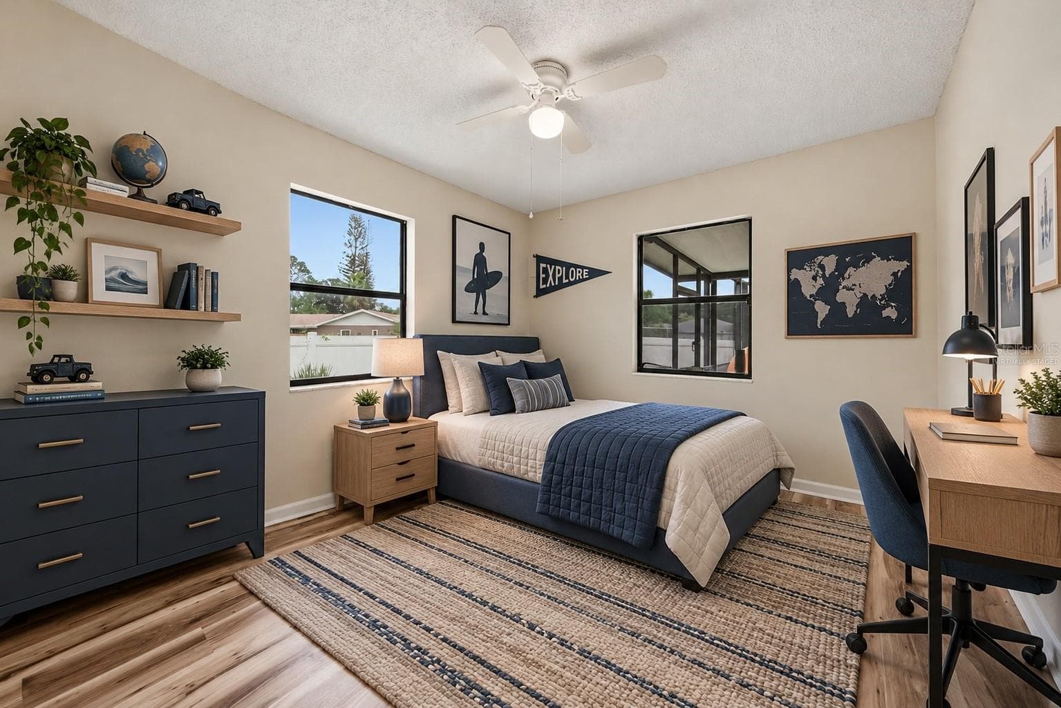 Virtually staged bedroom - 3179 LAKE SAXON DR, LAND O LAKES