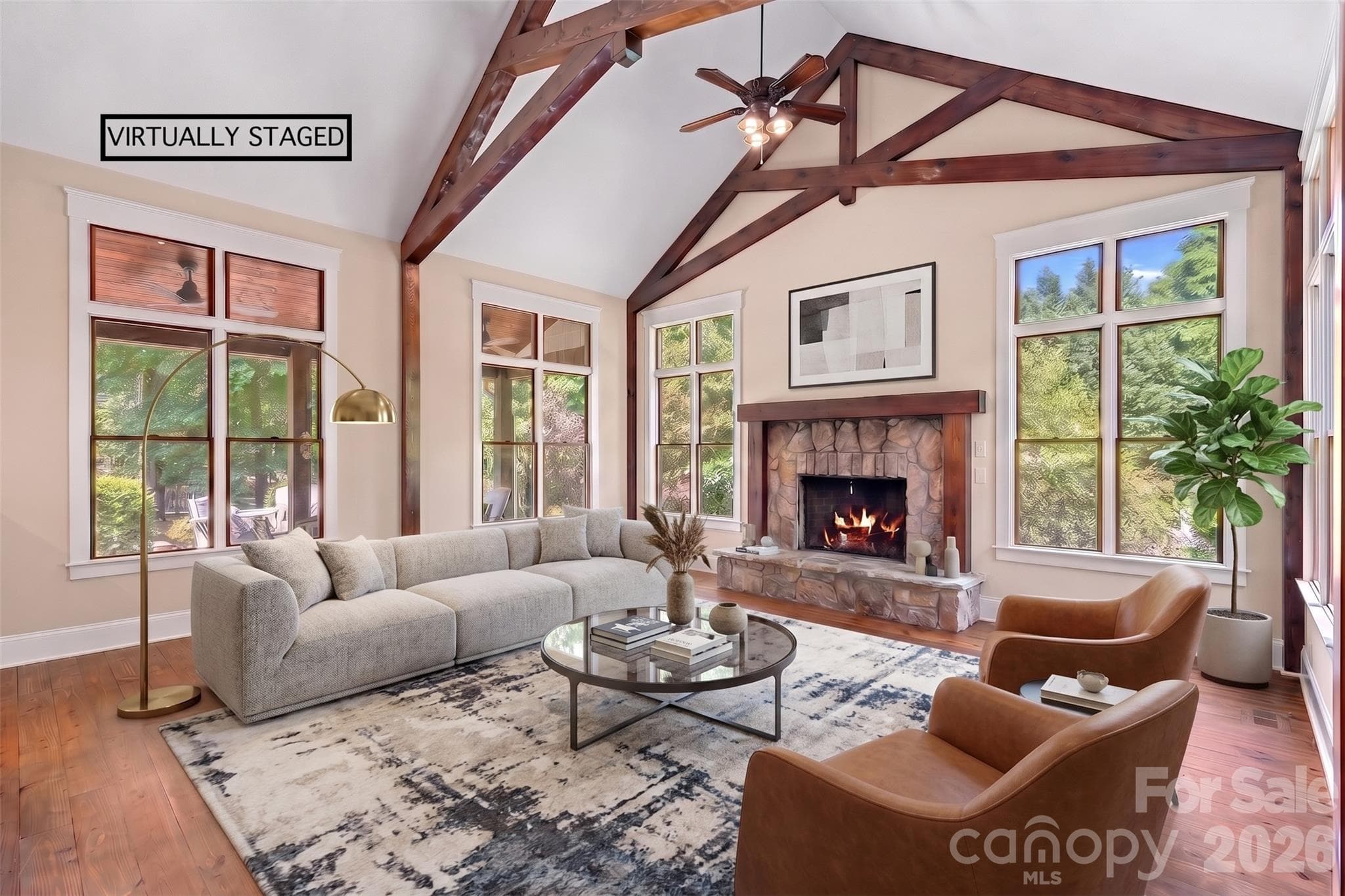 Virtually Staged Living Room - 236 Tuskarora Trail, Mooresville