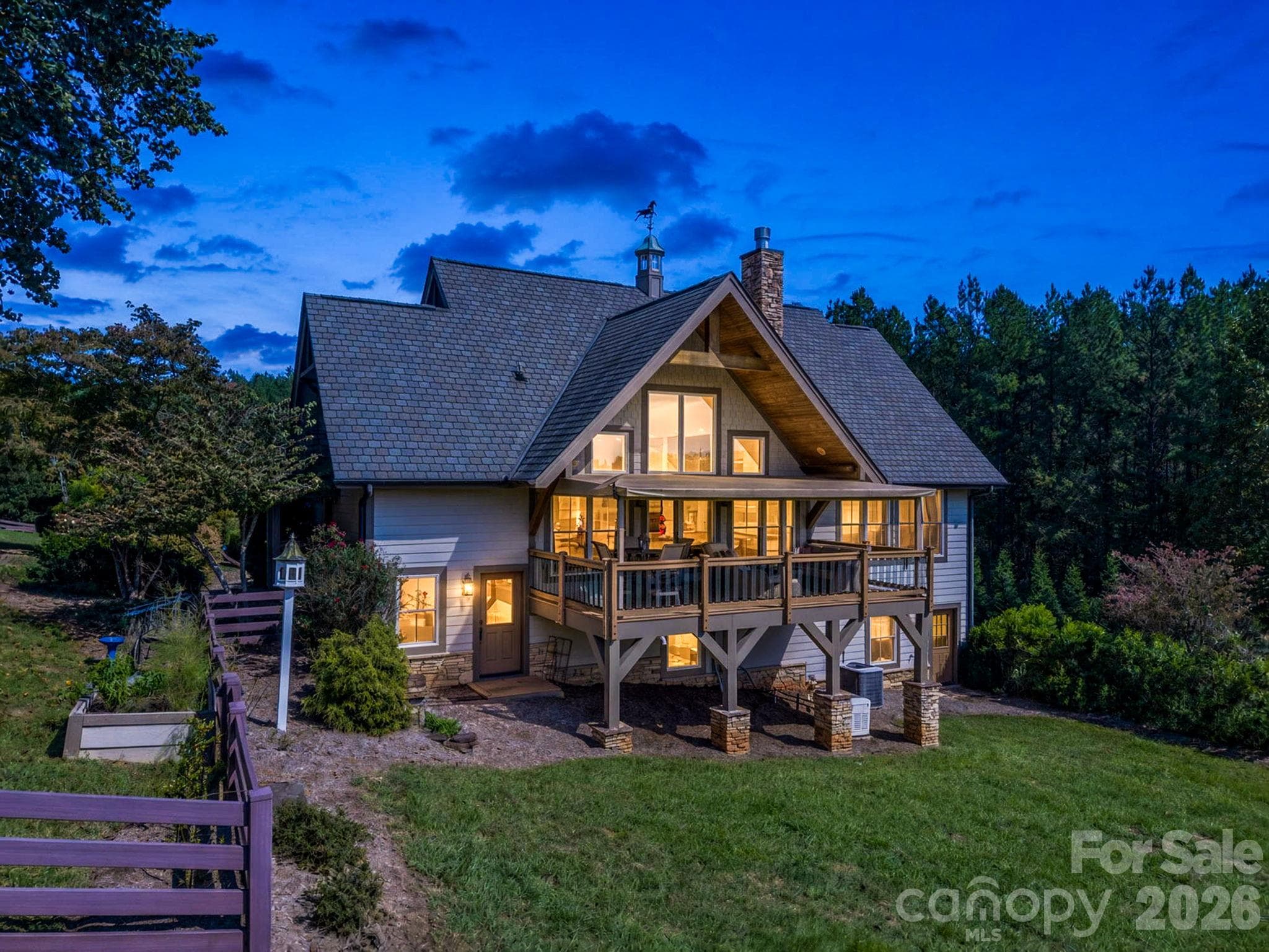 Twilight of rear of home - 140 Blazing Star Lane, Mill Spring
