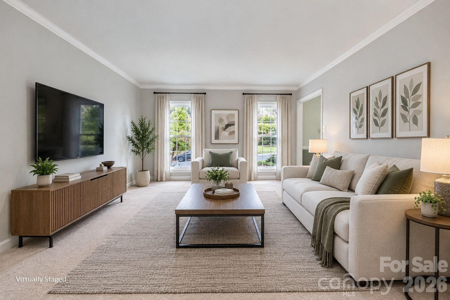 Living Room (Staged) - 7615 Quail Hill Road, Charlotte