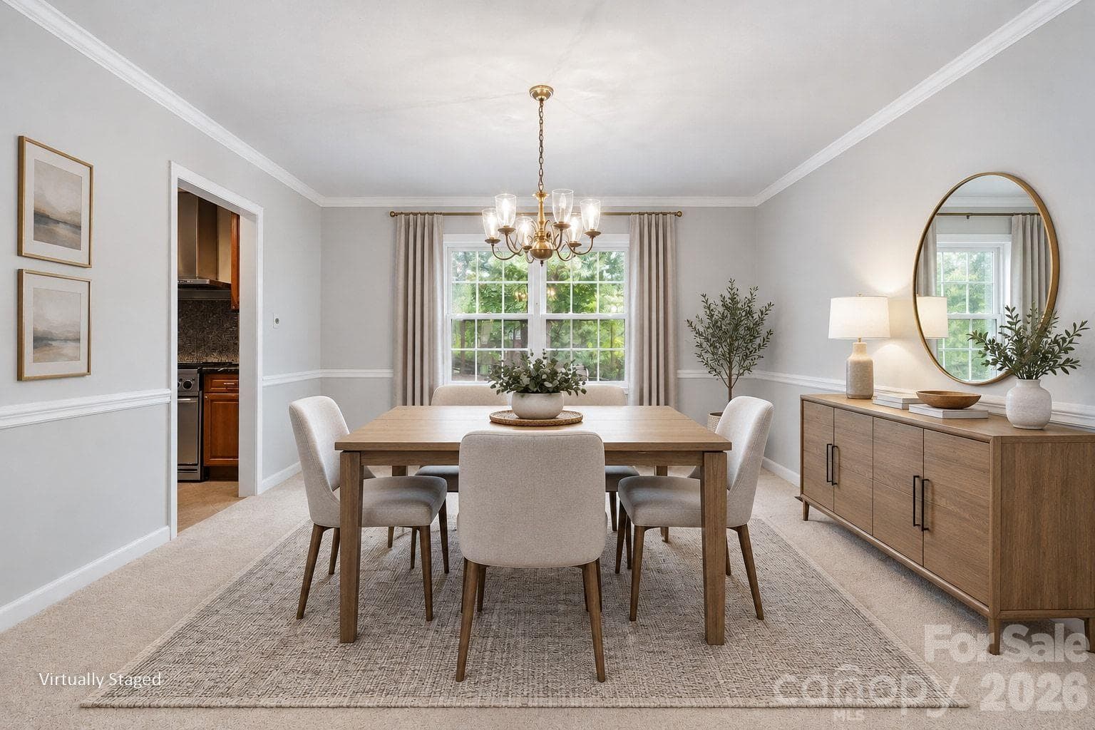 Dining Room (Staged) - 7615 Quail Hill Road, Charlotte