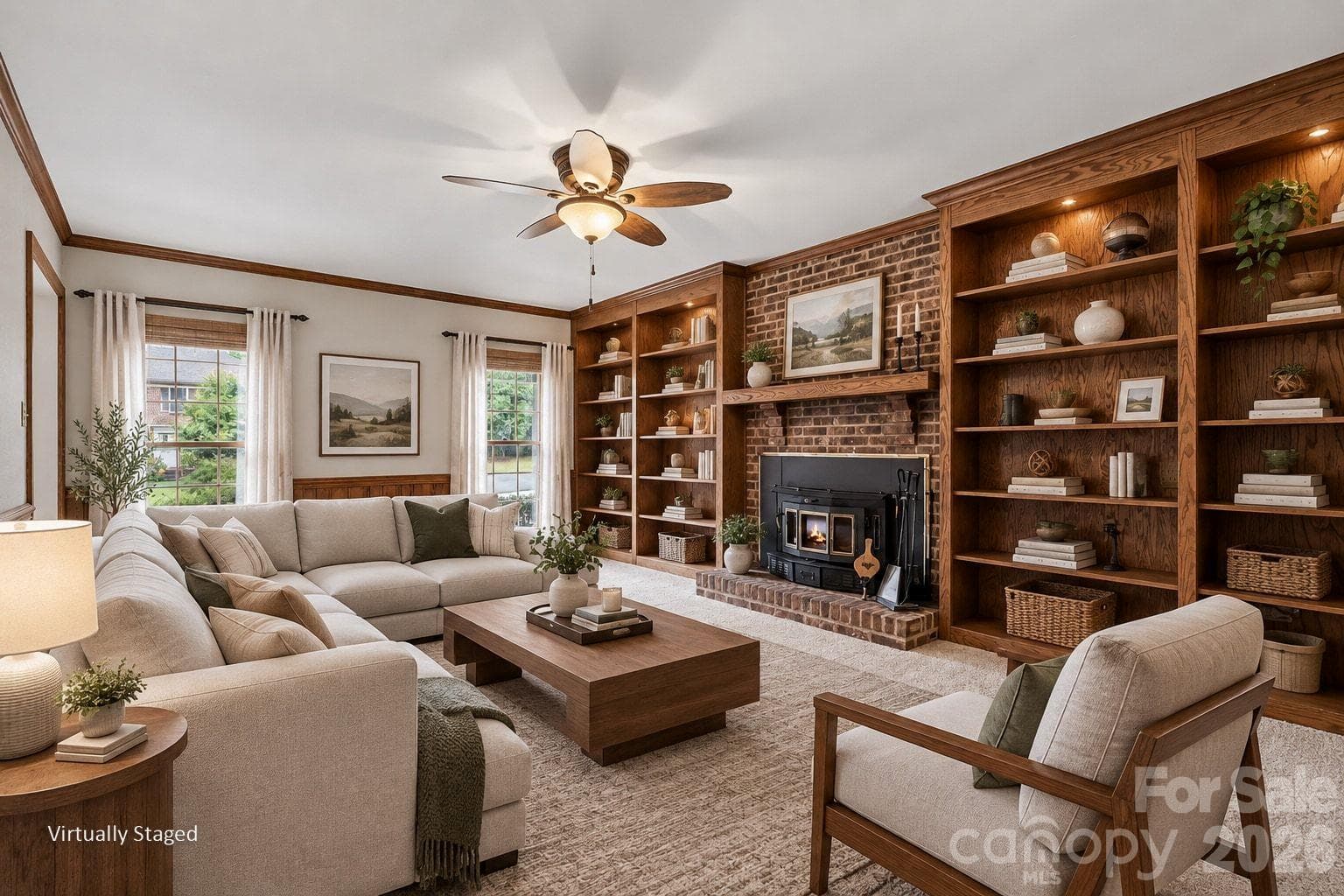 Family Room (Staged) - 7615 Quail Hill Road, Charlotte