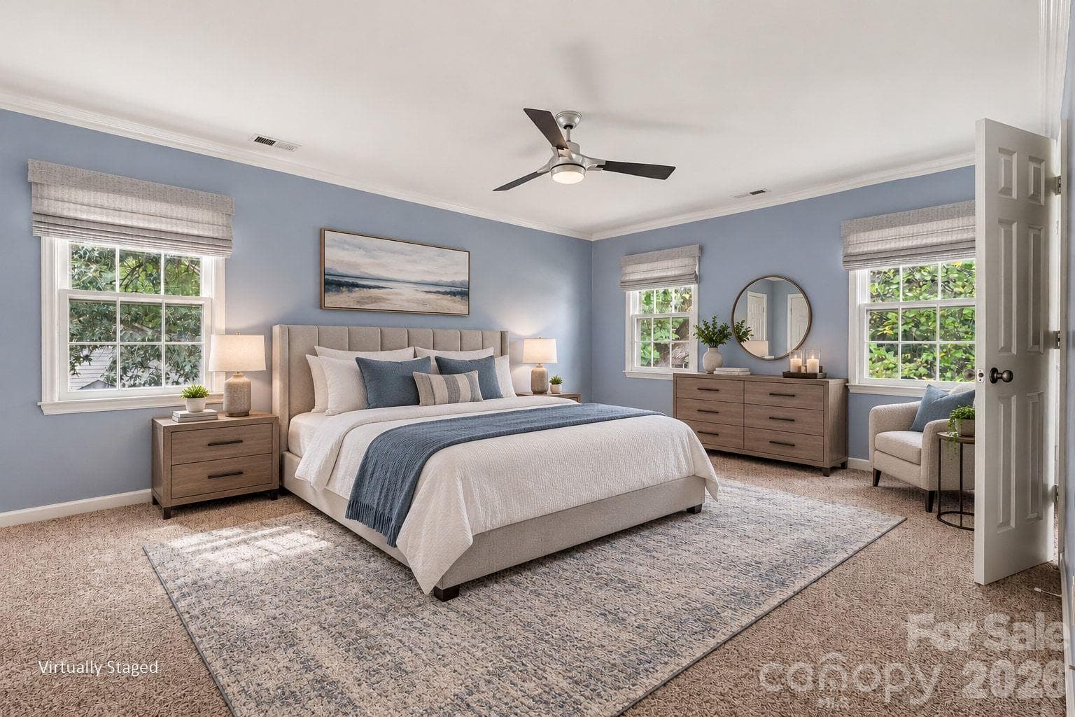 Primary Bedroom (Staged) - 7615 Quail Hill Road, Charlotte