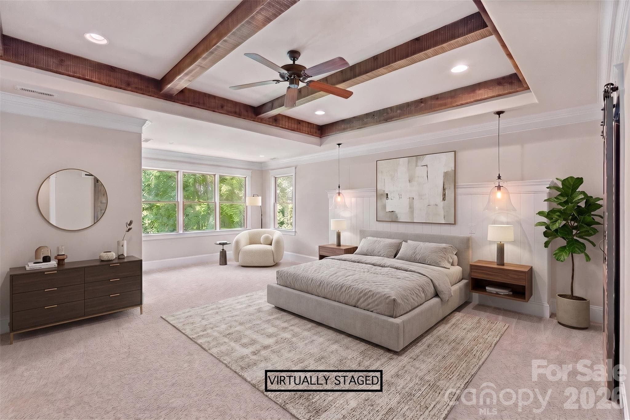 Virtually Staged Primary Bedroom - 236 Tuskarora Trail, Mooresville
