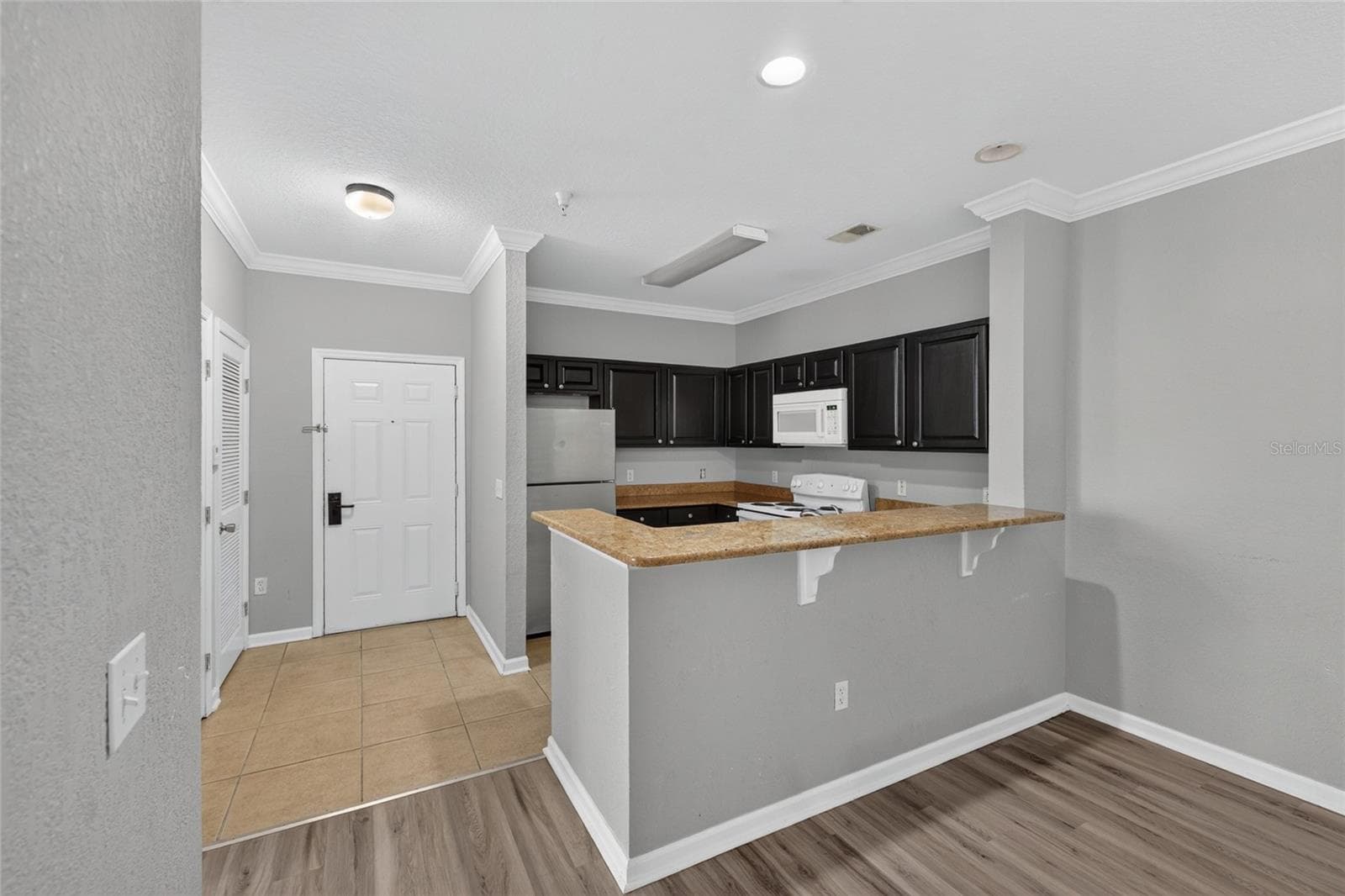 FRONT ENTRANCE. HVAC closet (left of entrance). Kitchen open to dining room. - 1351 TUSCAN TER #8104, DAVENPORT