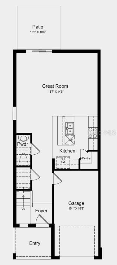 Main Level Floor Plan - Additional Highlights Include: luxury vinyl plank flooring, white cabinetry, whole house blinds, and all appliances included - 555 MOONSTONE CT, GROVELAND