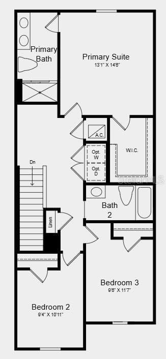 Upper Level Floor Plan - Additional Highlights Include: luxury vinyl plank flooring, white cabinetry, whole house blinds, and all appliances included - 555 MOONSTONE CT, GROVELAND