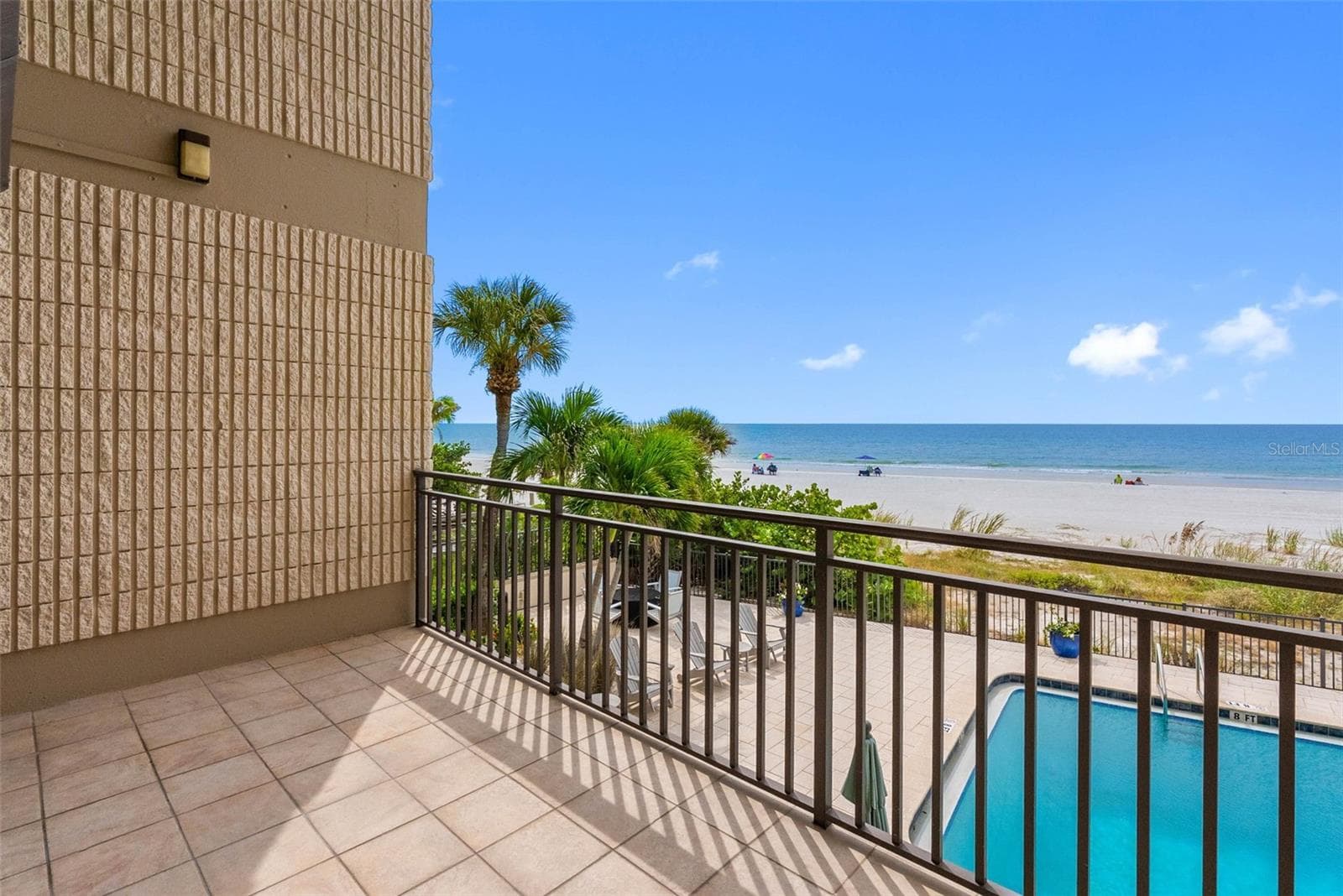 Large private balcony looking to South - 19700 GULF BLVD #202, INDIAN SHORES