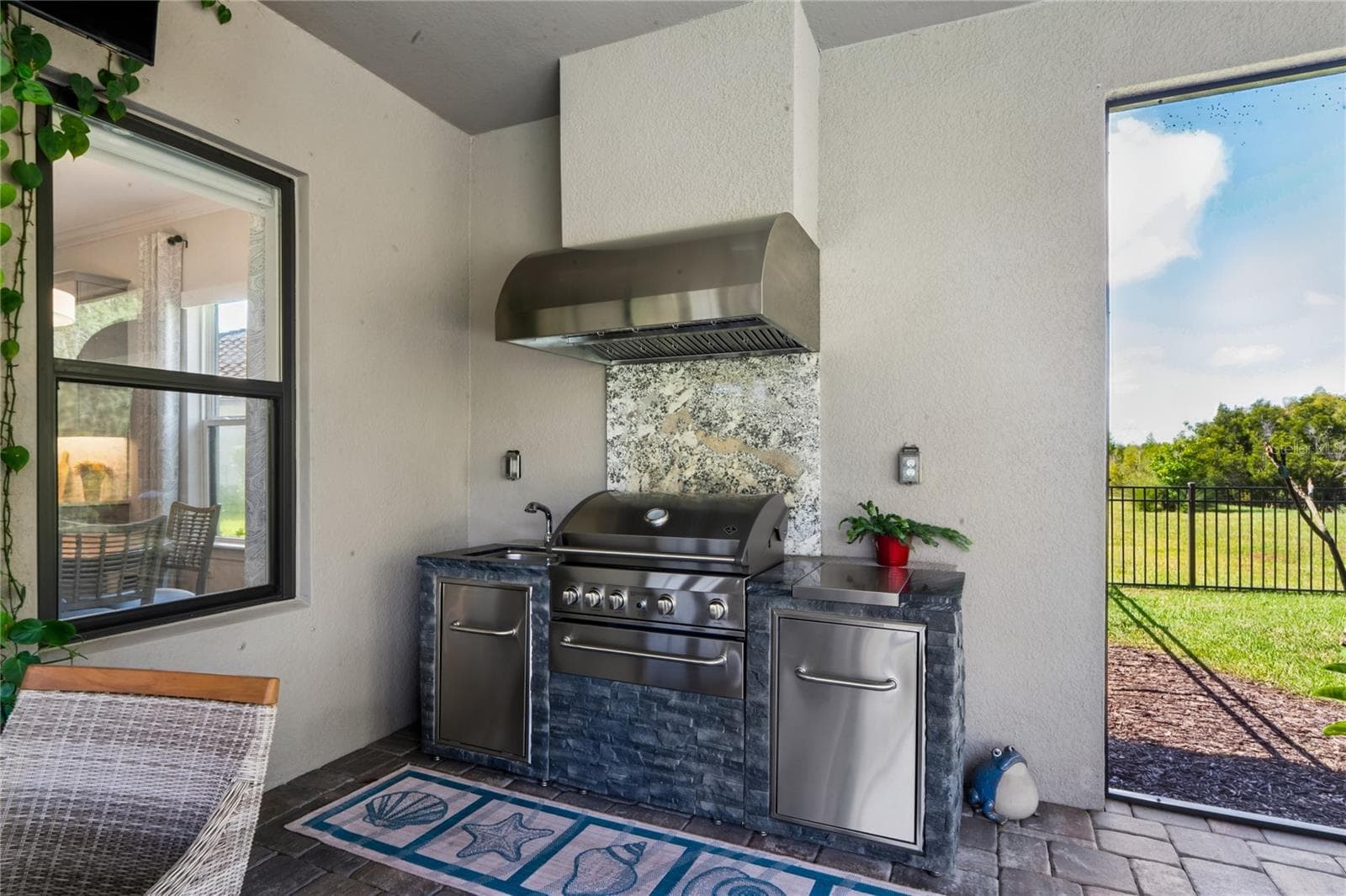 Outdoor kitchen gas grill with hood and sink - 10813 CALLUNA DR, ODESSA