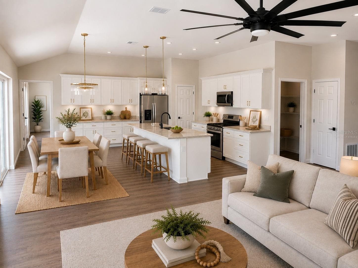 Virtually staged interior shot from LR to kitchen and dining - 5846 SW 209TH CT, DUNNELLON