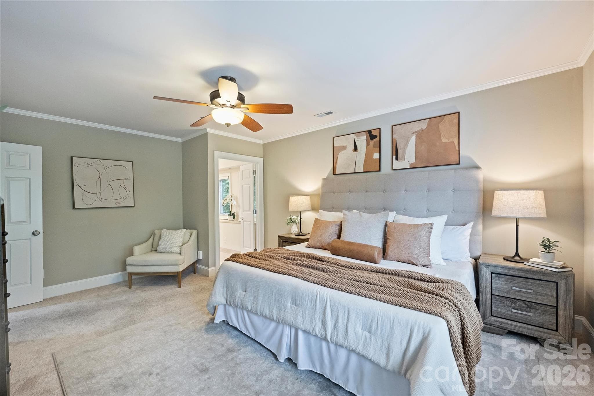 At day's end retire to the serene Primary Bedroom with walk-in closet with organizing system and renovated Bath. - 201 Hillside Avenue, Charlotte