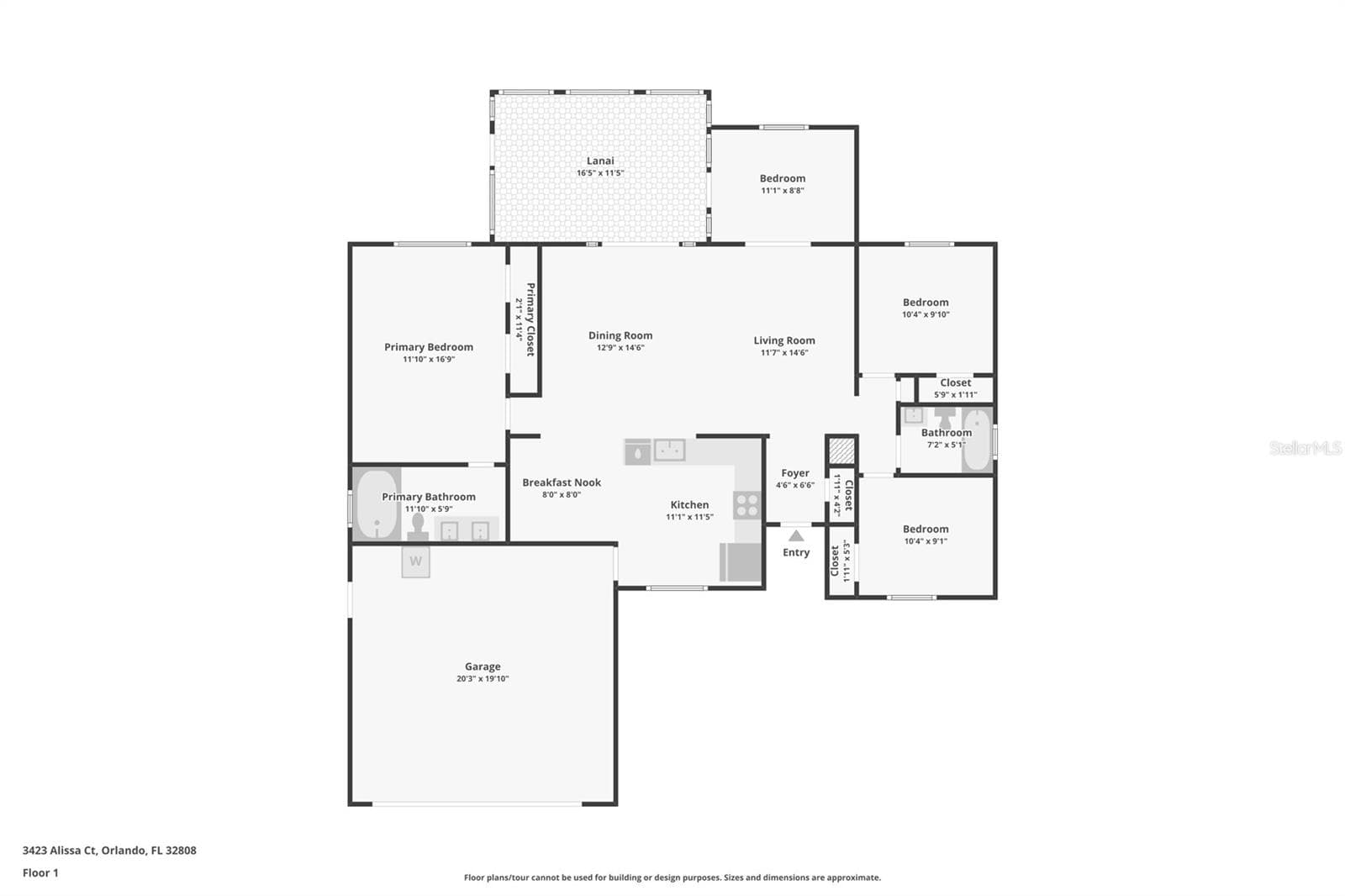 Floor Plan. - 3423 ALISSA CT, ORLANDO