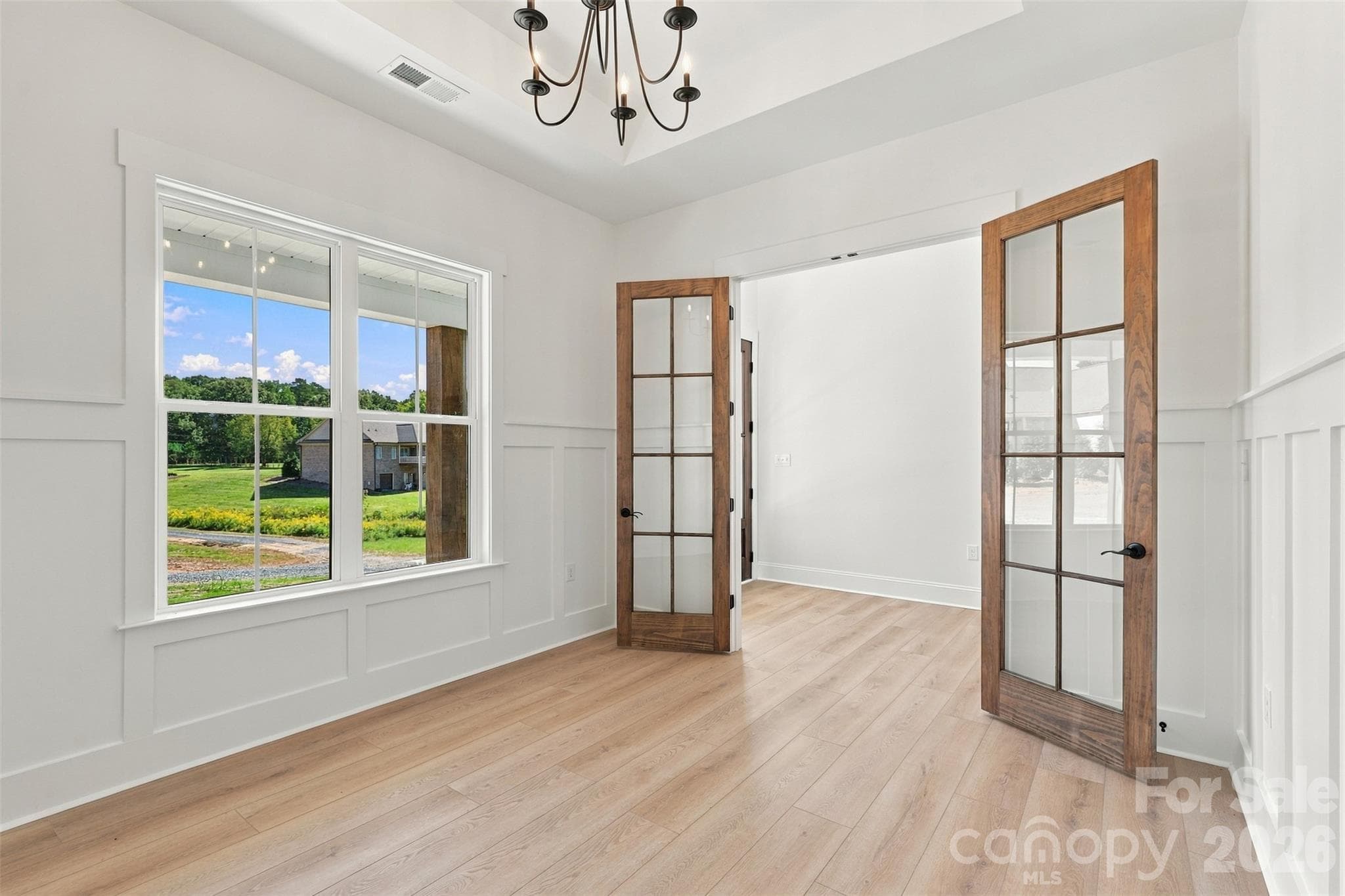 Office- tray ceiling, stained french doors, molding - 394 S NC 200 Highway, Stanfield