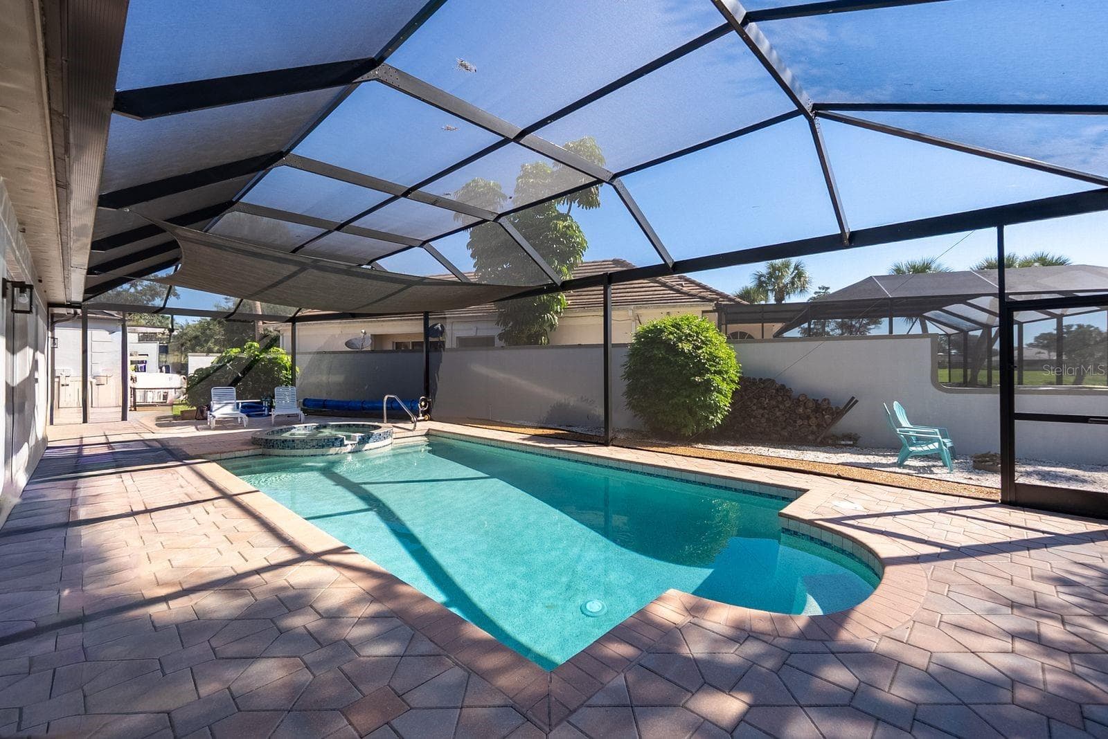 pool area and firepit on side - 71 CAYMAN ISLES BLVD, ENGLEWOOD