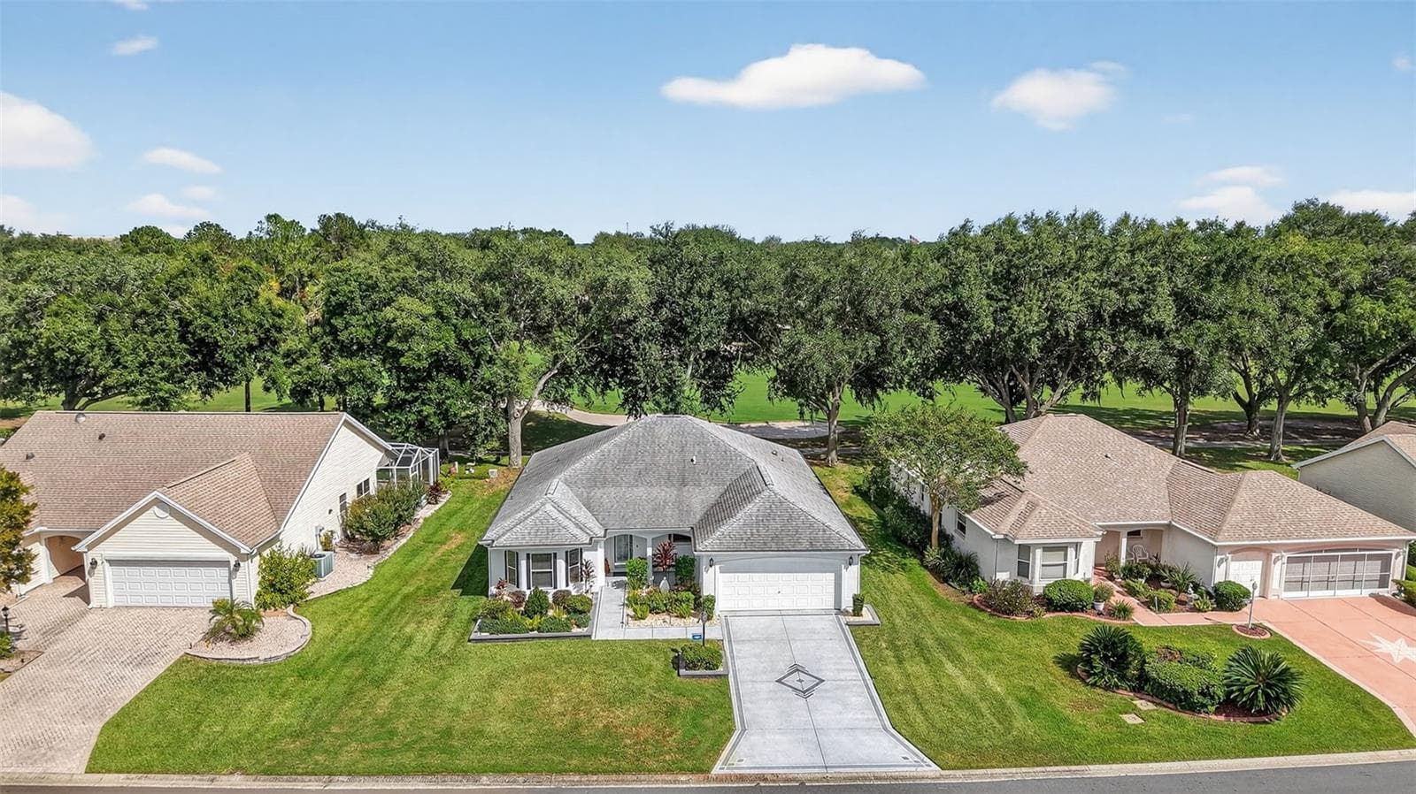Aerial Front Elevation with Golf Front Views - 1201 BARCELONA DR, THE VILLAGES