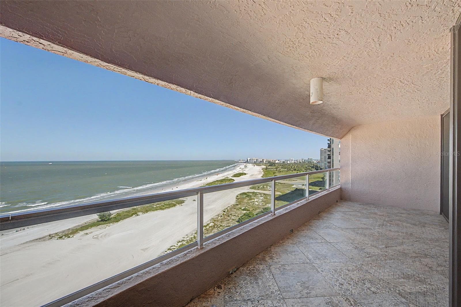 Huge Gulf front Balcony off the Living Room and Primary Bedroom - 1310 GULF BLVD #14E, CLEARWATER
