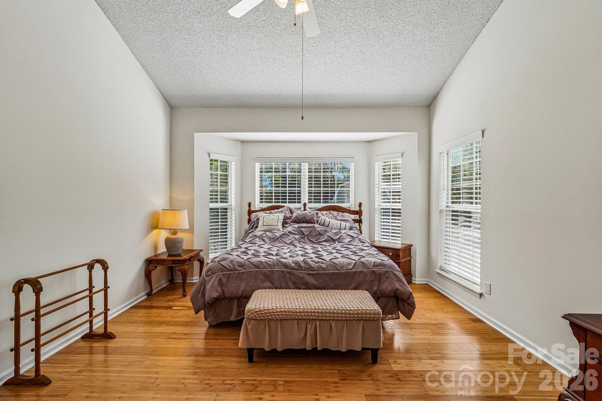 Primary bedroom with lofted ceilings and freshly painted - 11207 Livingston Mill Road, Charlotte