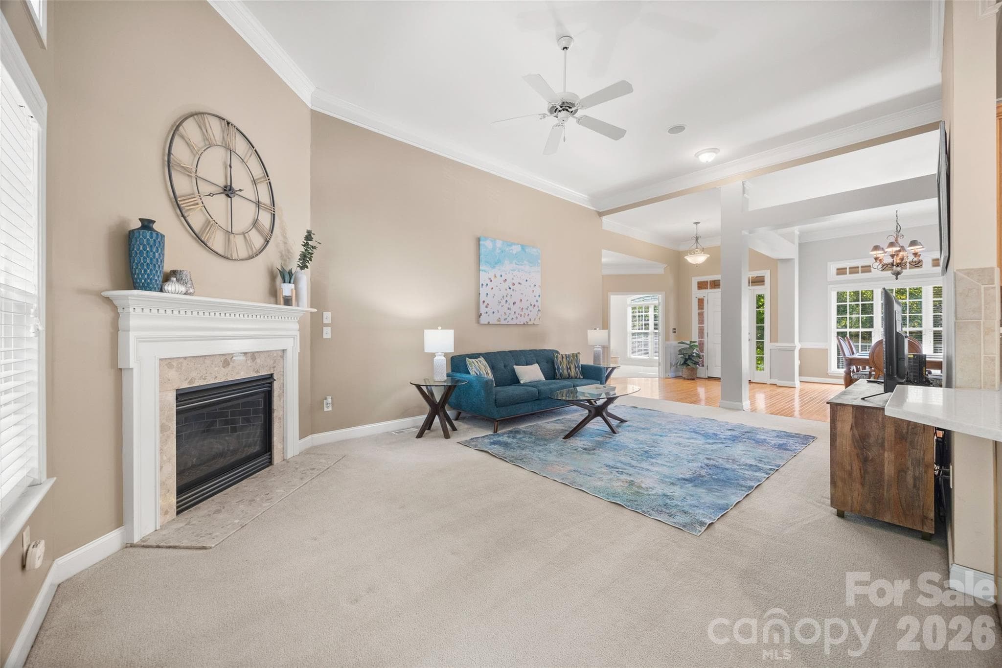 Great Room with gas fireplace - 1718 Sanridge Wind Lane, Charlotte