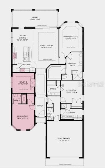 Floor Plan ~ Additional Highlights Include: gourmet kitchen, pocket sliding glass door at great room, 4' garage extension, 8' interior doors, and single pocket door at secondary bath - 4276 BARBUDA LN, KISSIMMEE