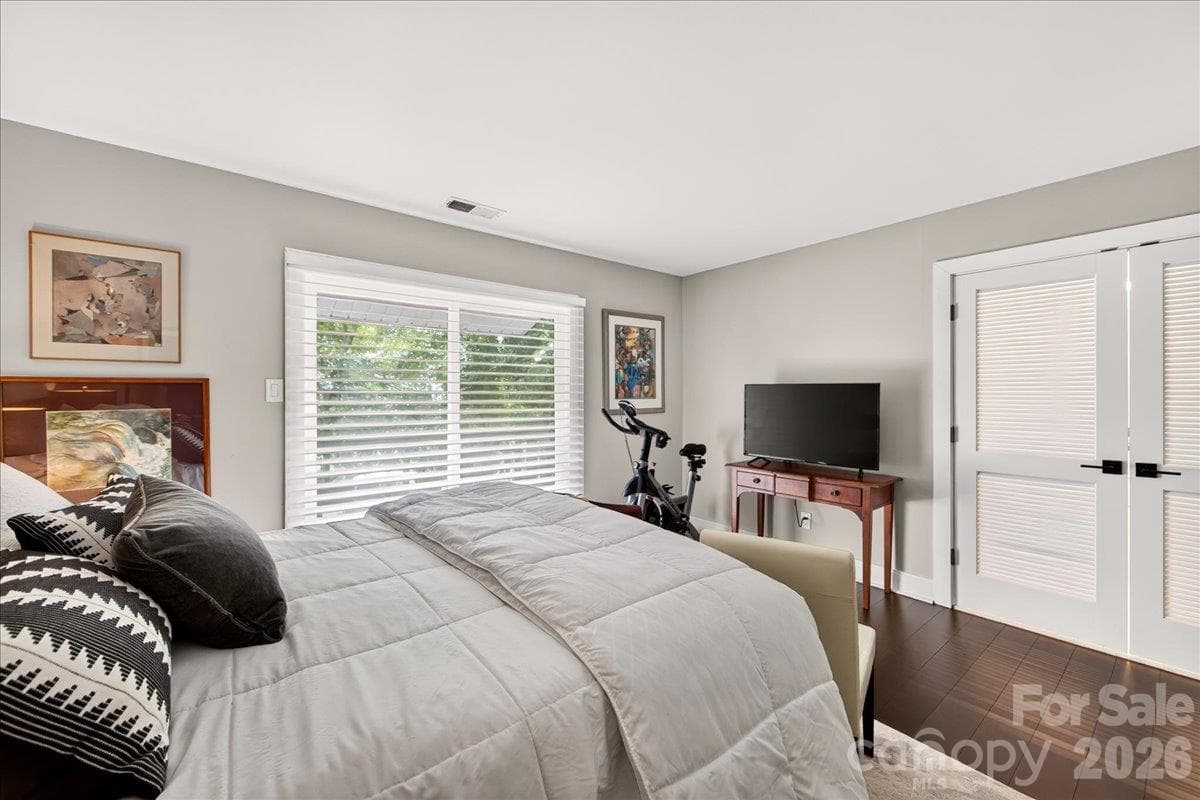 Primary Bedroom with Balcony and En Suite Bathroom - 3762 Winding Creek Lane, Charlotte